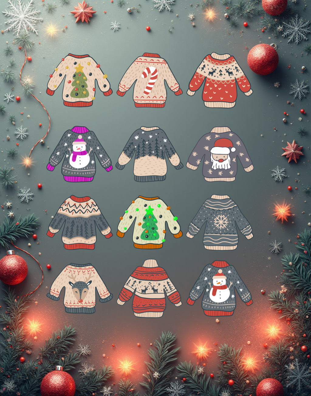 Christmas Clothes Picture - 5 Sizes Bundle for Home Decor, Kids Room & Print on Demand