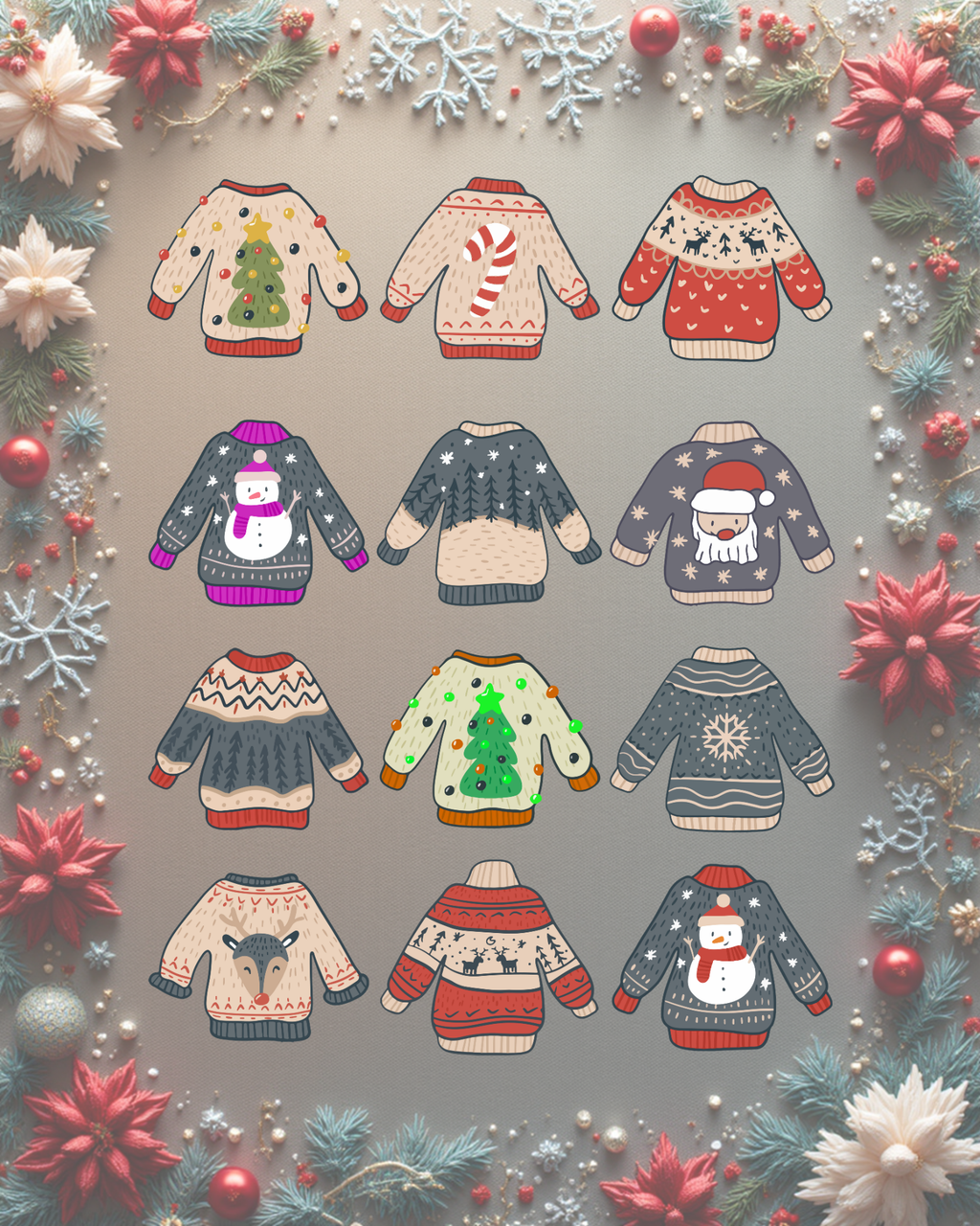 Christmas Clothes Picture - 5 Sizes Bundle for Home Decor, Kids Room & Print on Demand