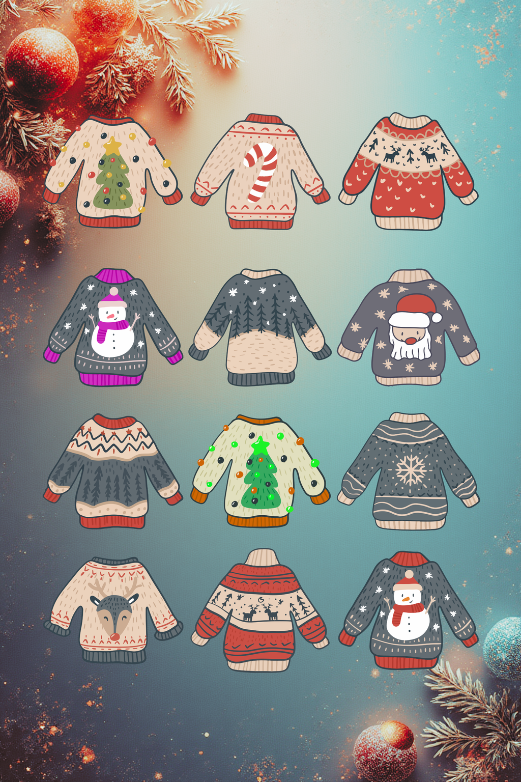 Christmas Clothes Picture - 5 Sizes Bundle for Home Decor, Kids Room & Print on Demand