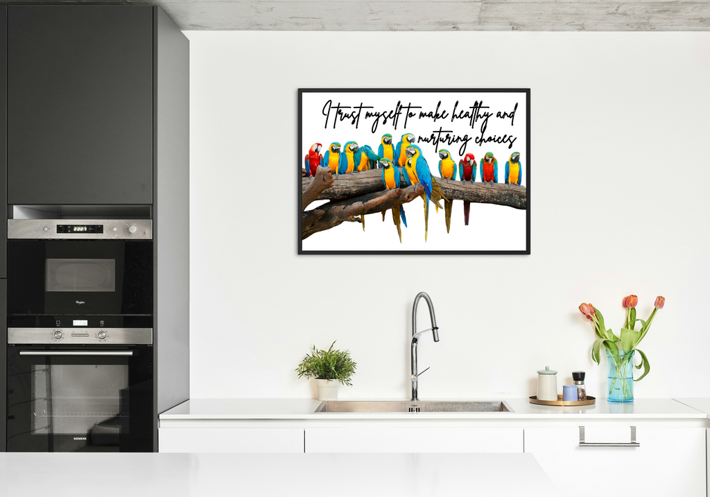 30 Positive Affirmation Parrot Portraits - Digital Wall Art Bundle for Home Decor & Print on Demand