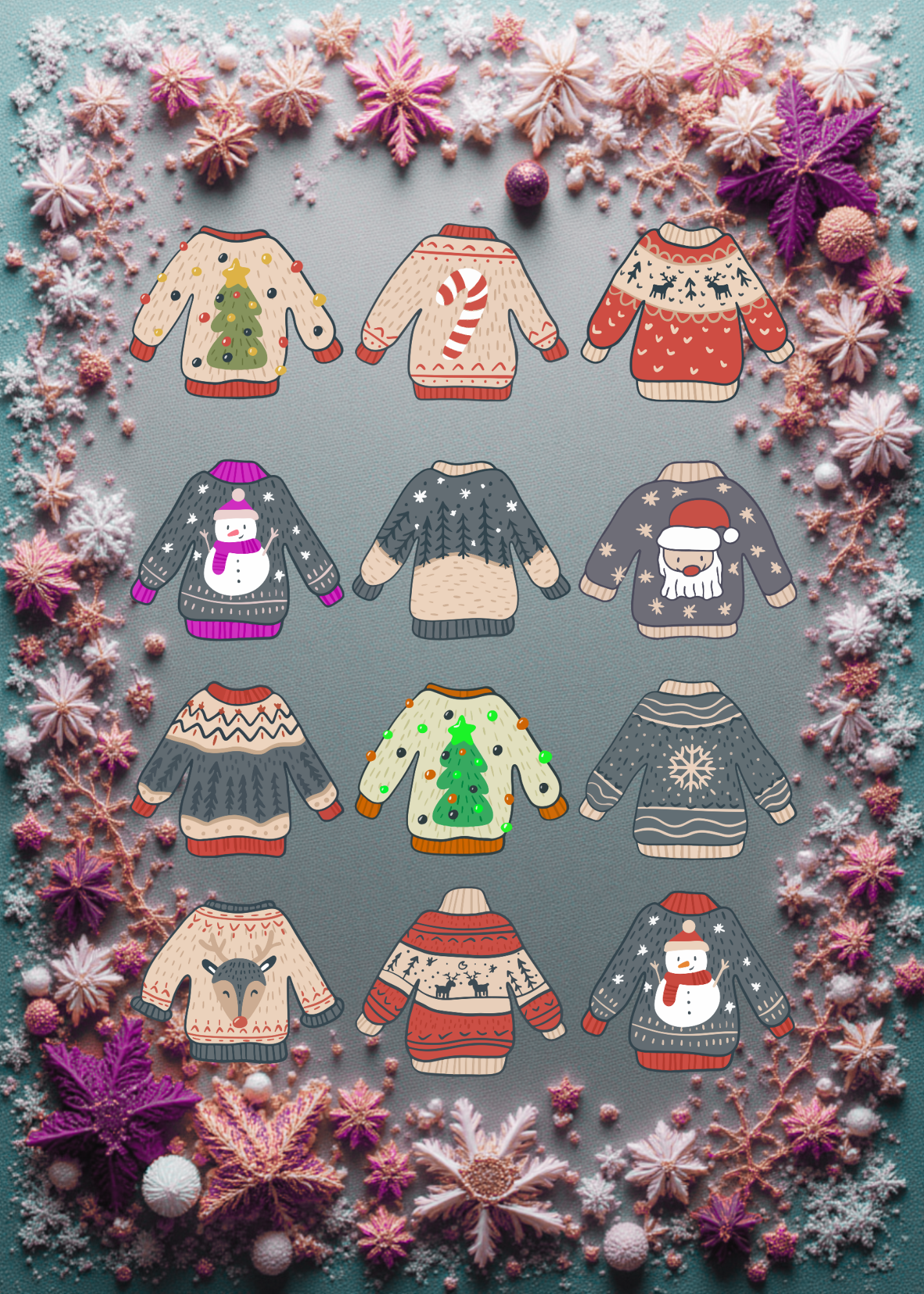 Christmas Clothes Picture - 5 Sizes Bundle for Home Decor, Kids Room & Print on Demand