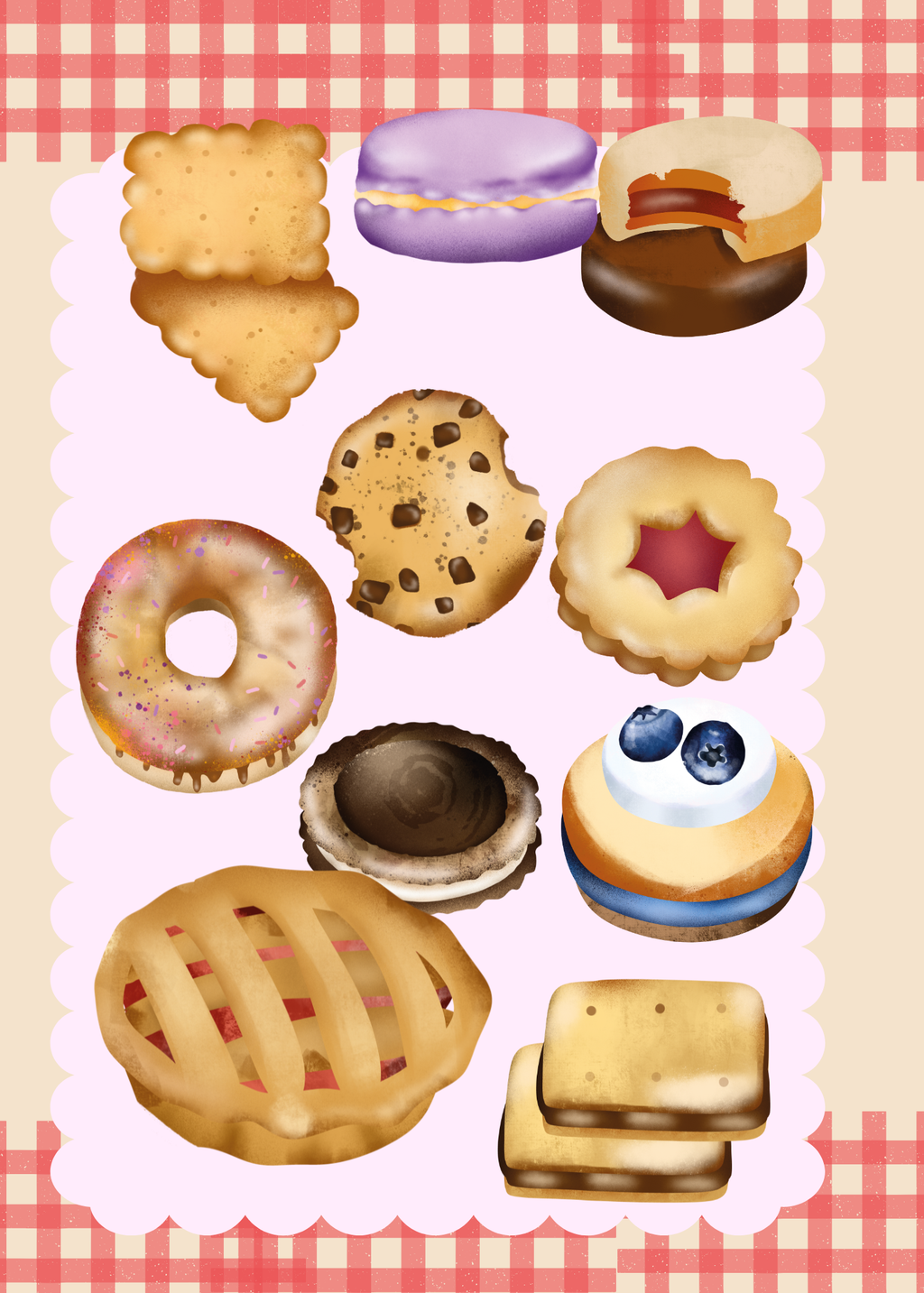 2 Pastry Cartoon Pictures - With & Without Background - 5 Sizes for Kitchen Decor & Print on Demand