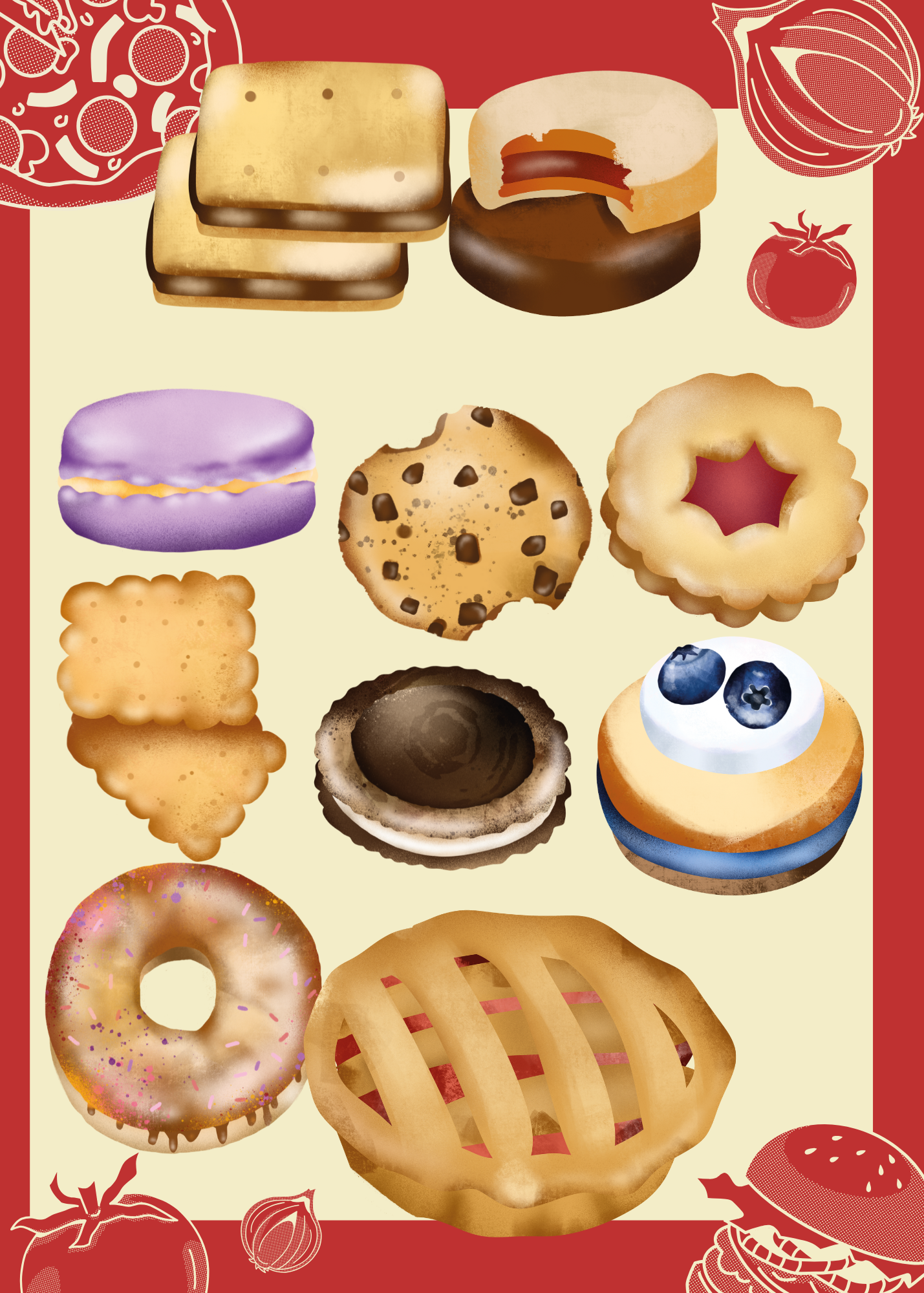2 Pastry Cartoon Pictures - With & Without Background - 5 Sizes for Kitchen Decor & Print on Demand