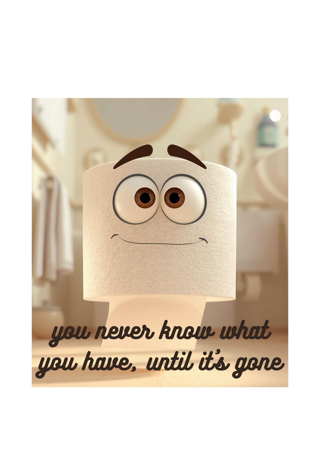 5 Funny Bathroom Wall Art Bundle - Toilet Humor Quote: "you never know what you have until it's gone" - 5 Designs in 5 Sizes - Print on Demand