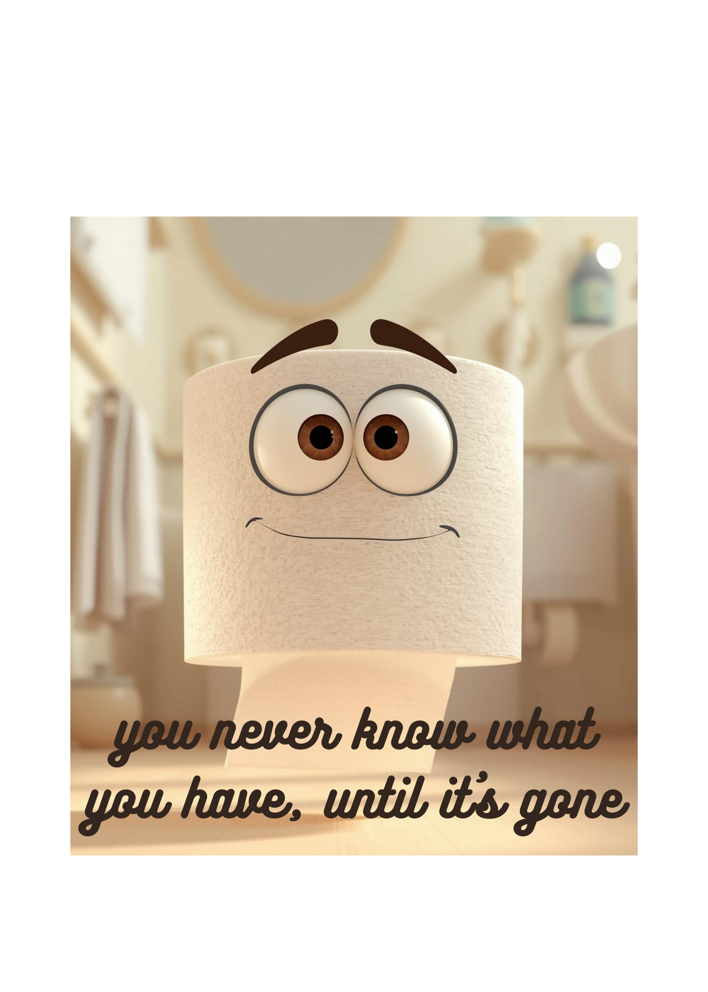 5 Funny Bathroom Wall Art Bundle - Toilet Humor Quote: "you never know what you have until it's gone" - 5 Designs in 5 Sizes - Print on Demand