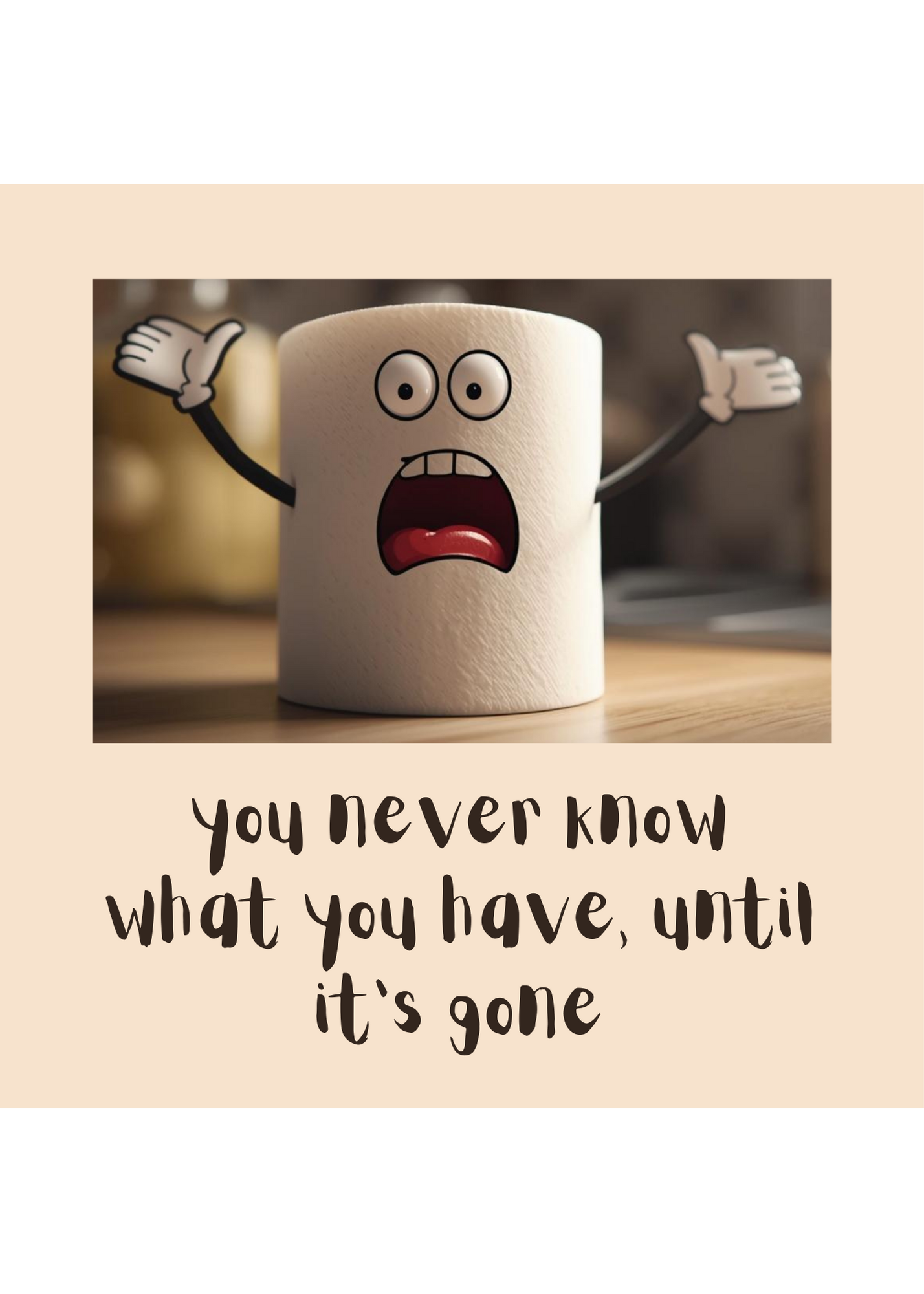 5 Funny Bathroom Wall Art Bundle - Toilet Humor Quote: "you never know what you have until it's gone" - 5 Designs in 5 Sizes - Print on Demand