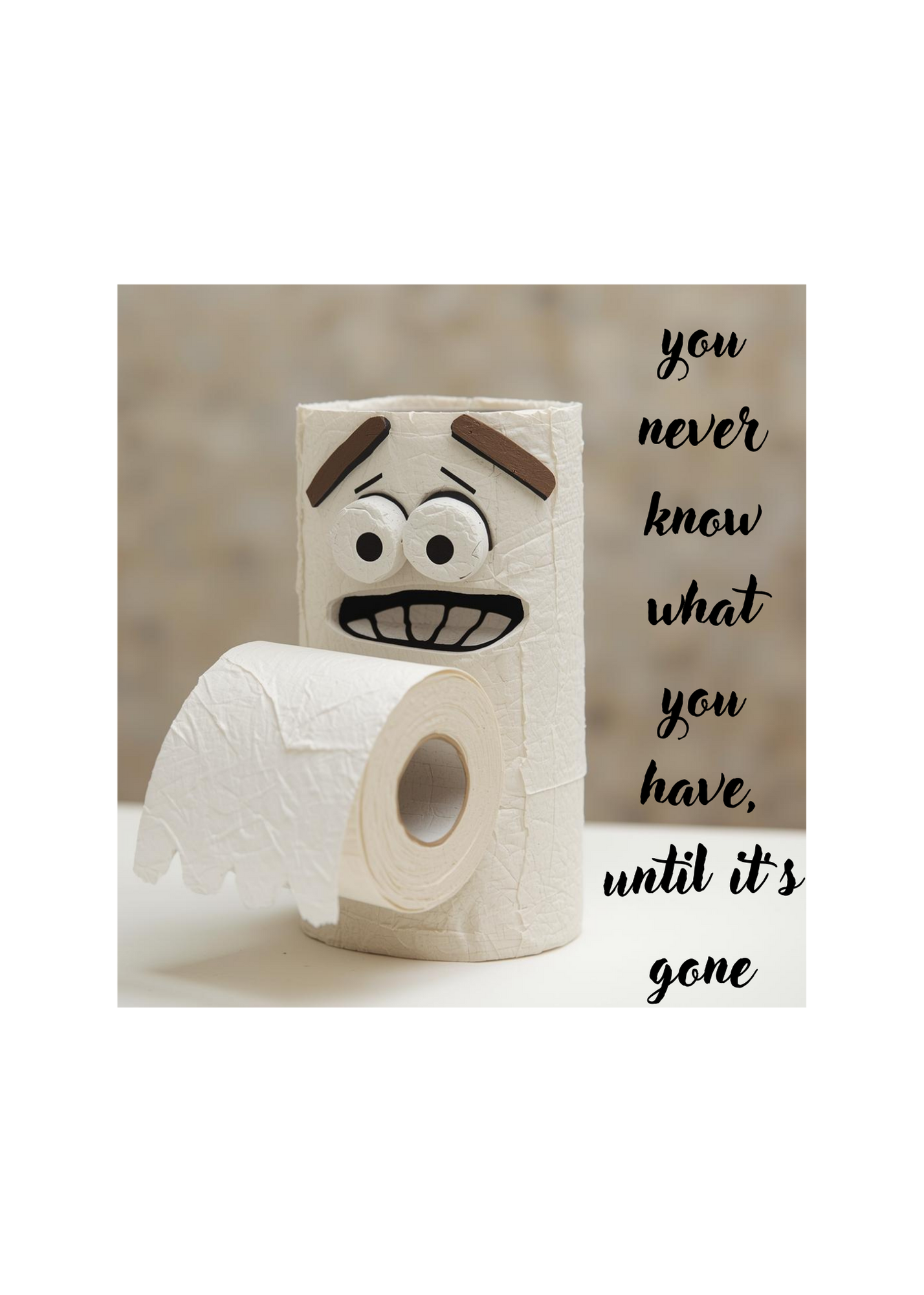 5 Funny Bathroom Wall Art Bundle - Toilet Humor Quote: "you never know what you have until it's gone" - 5 Designs in 5 Sizes - Print on Demand
