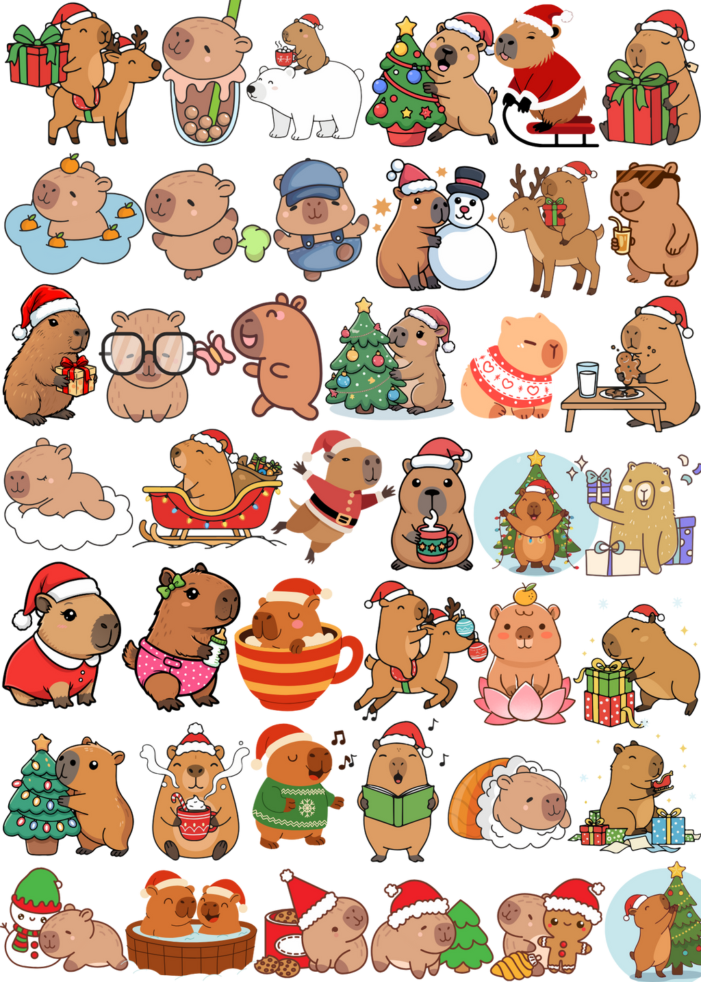 3 Cute Animal Cartoons Bundle - Capybara, Frog & Siberian Dog for Kids' Room & Print on Demand