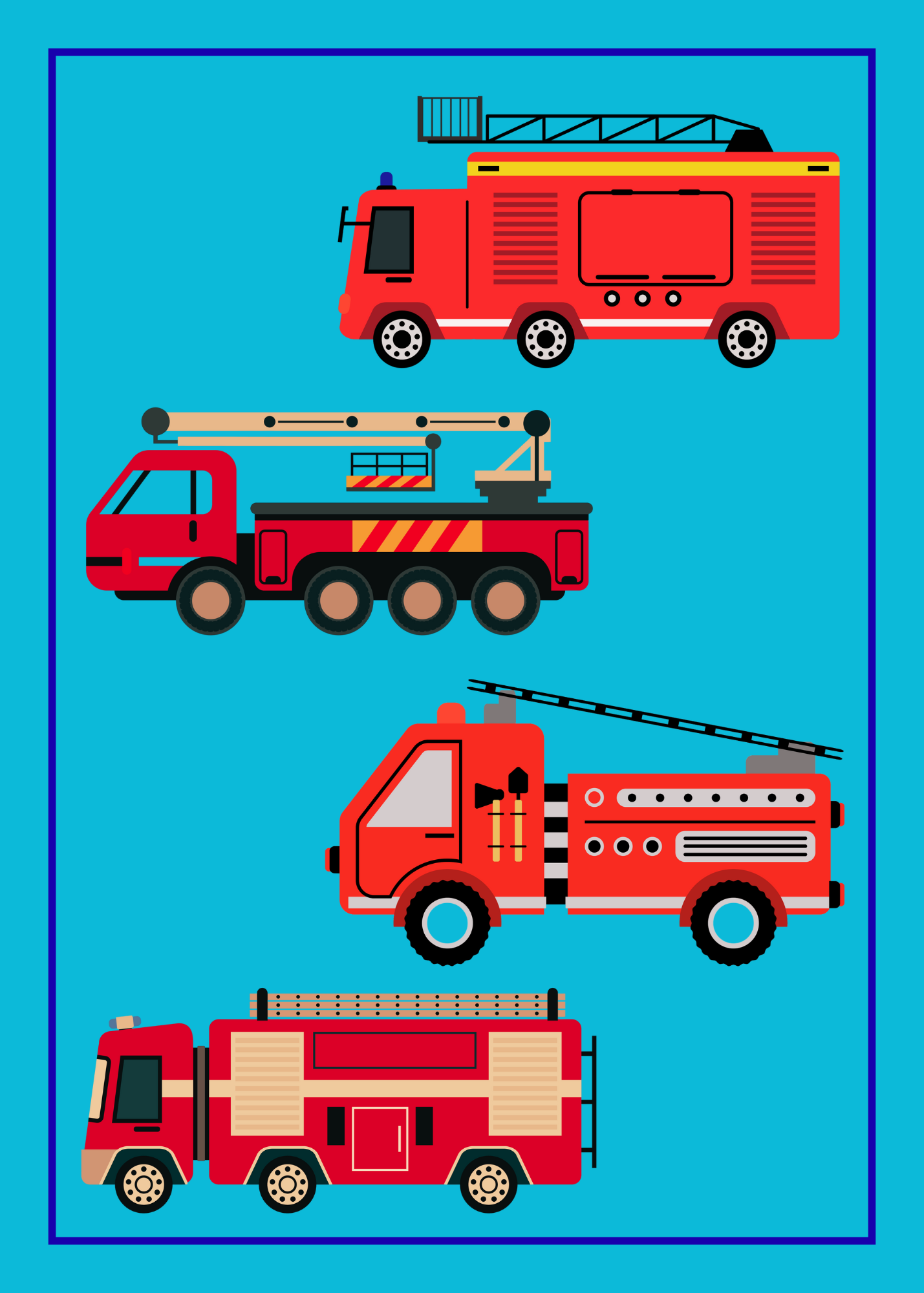 Fire truck cartoon portrait