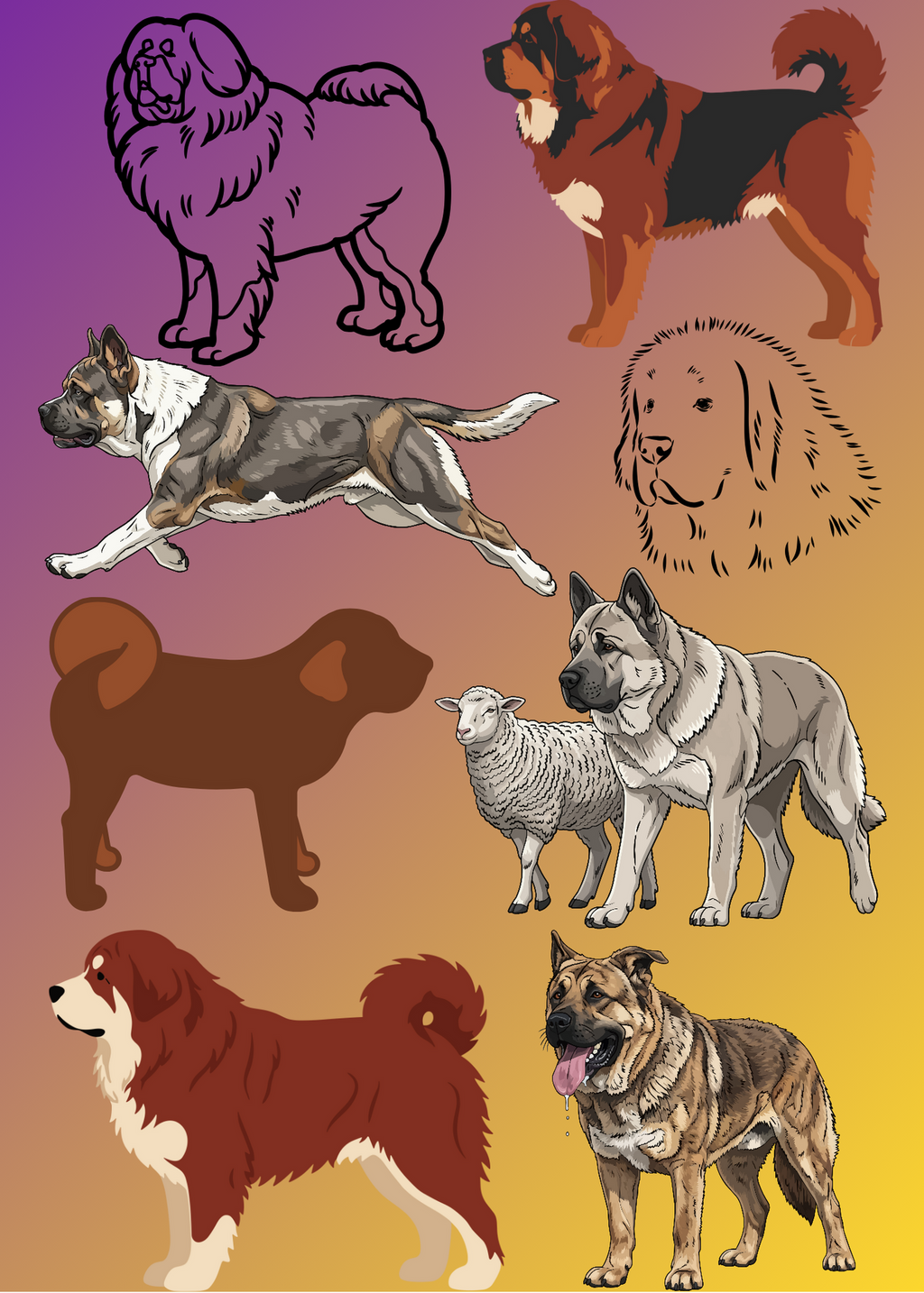 3 Cute Animal Cartoons Bundle - Capybara, Frog & Siberian Dog for Kids' Room & Print on Demand