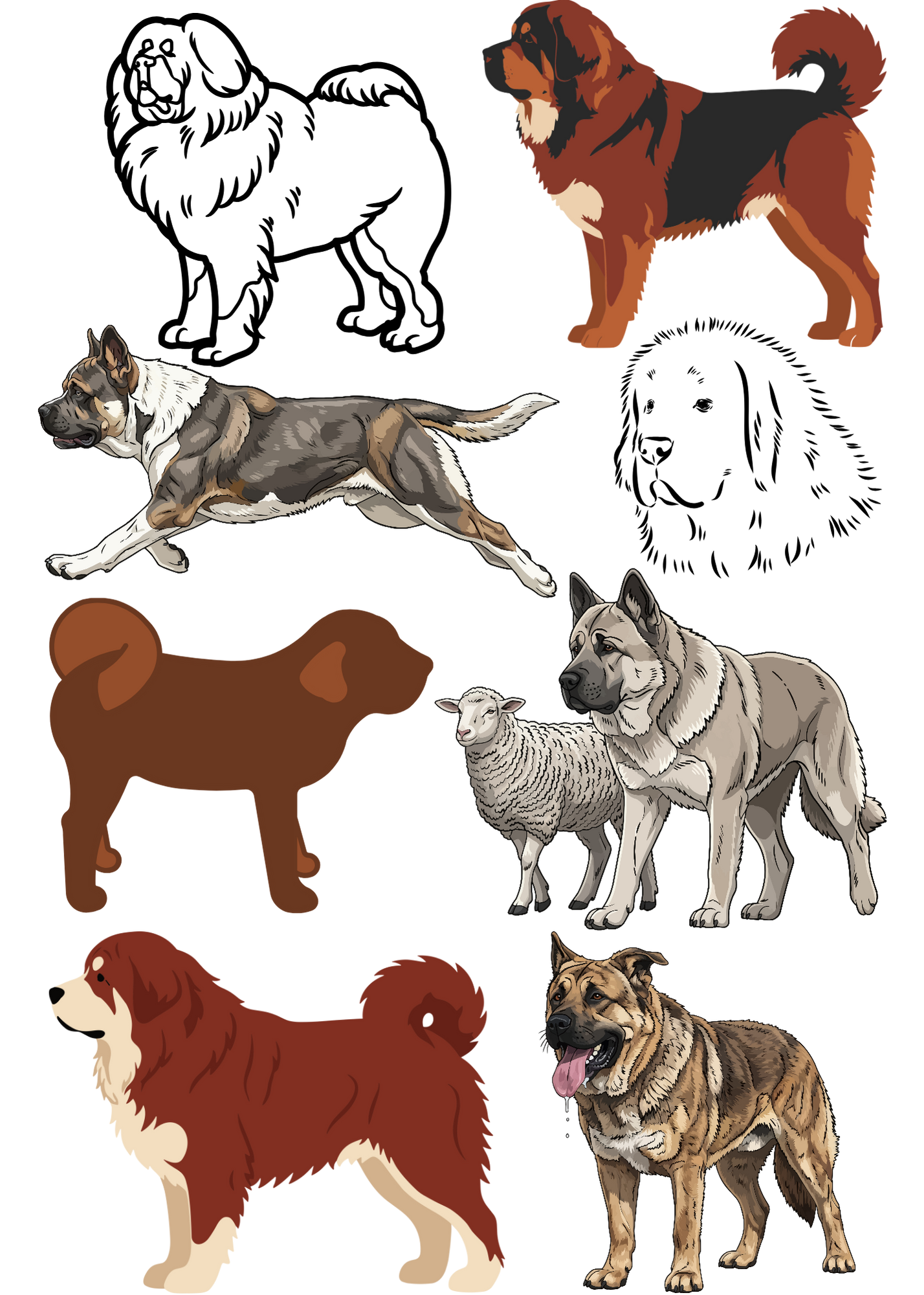 3 Cute Animal Cartoons Bundle - Capybara, Frog & Siberian Dog for Kids' Room & Print on Demand