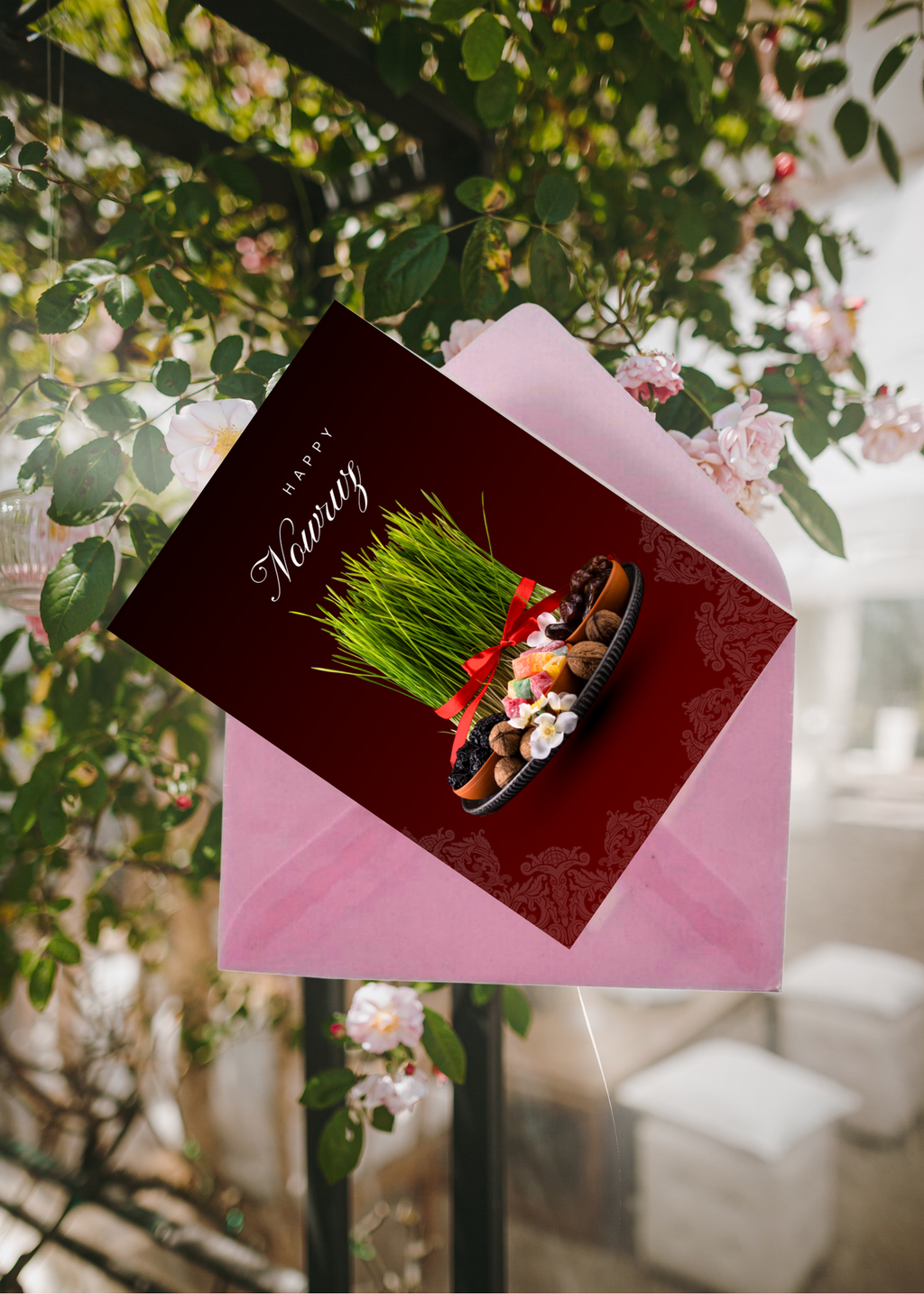 4 Happy Nowruz Greeting Cards - Persian New Year - 5x7 inch - Instant Download