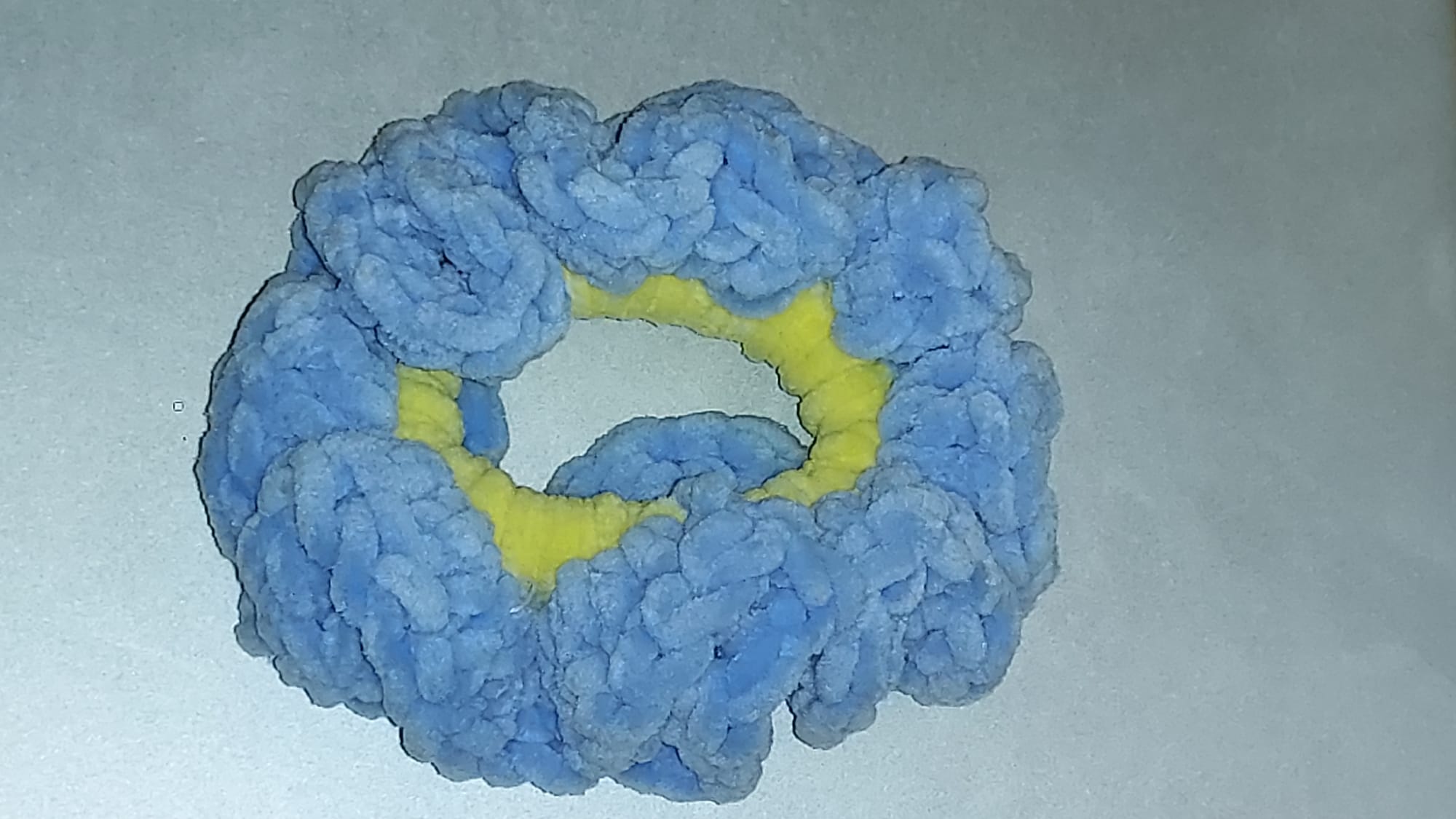 Green & Yellow Two-Tone Crochet Scrunchie | Chunky Handmade Hair Tie