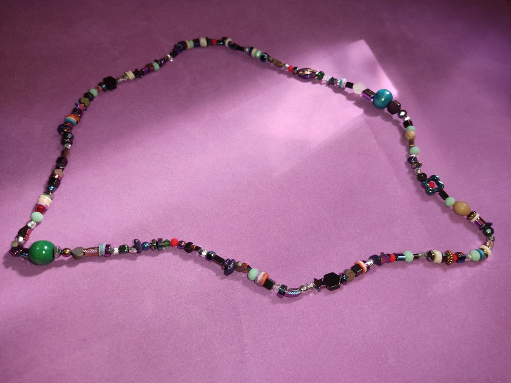 Multicolor Mixed Bead Long Boho Necklace | Eclectic Statement Jewelry