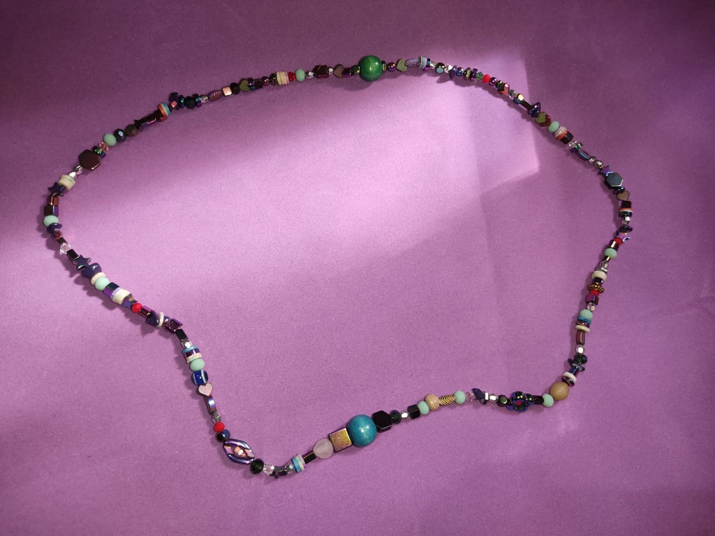 Multicolor Mixed Bead Long Boho Necklace | Eclectic Statement Jewelry