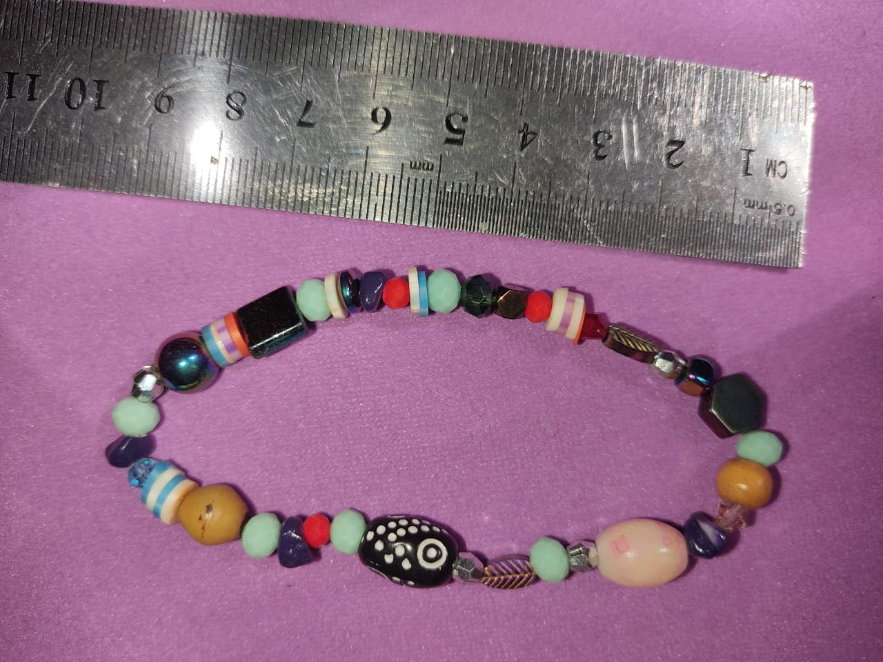 Multicolor Bead Bracelet with Black Owl Charm | Boho Fashion Jewelry