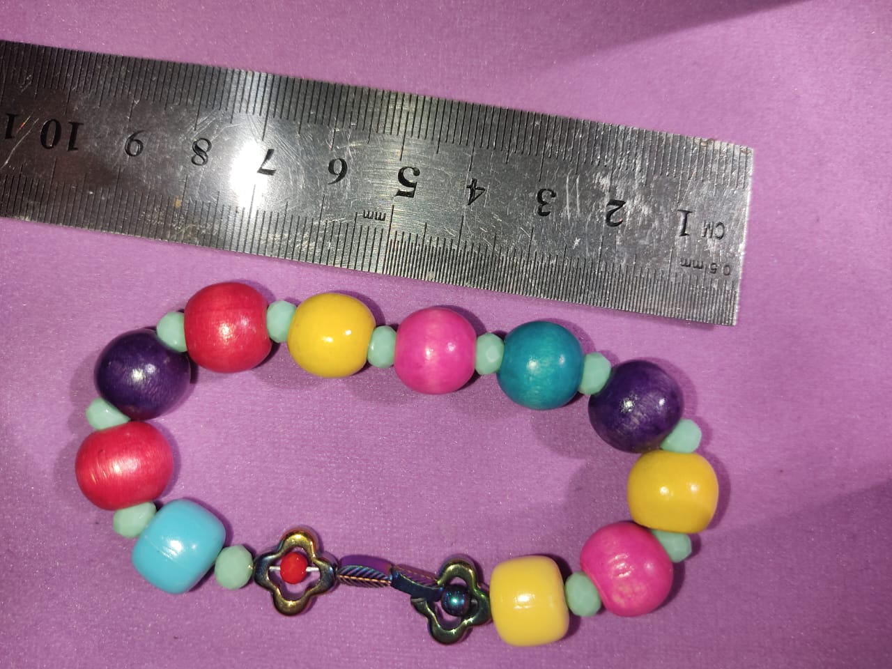 Multicolor Chunky Bead Bracelet | Colorful Fashion Bracelet with Flower Clasp