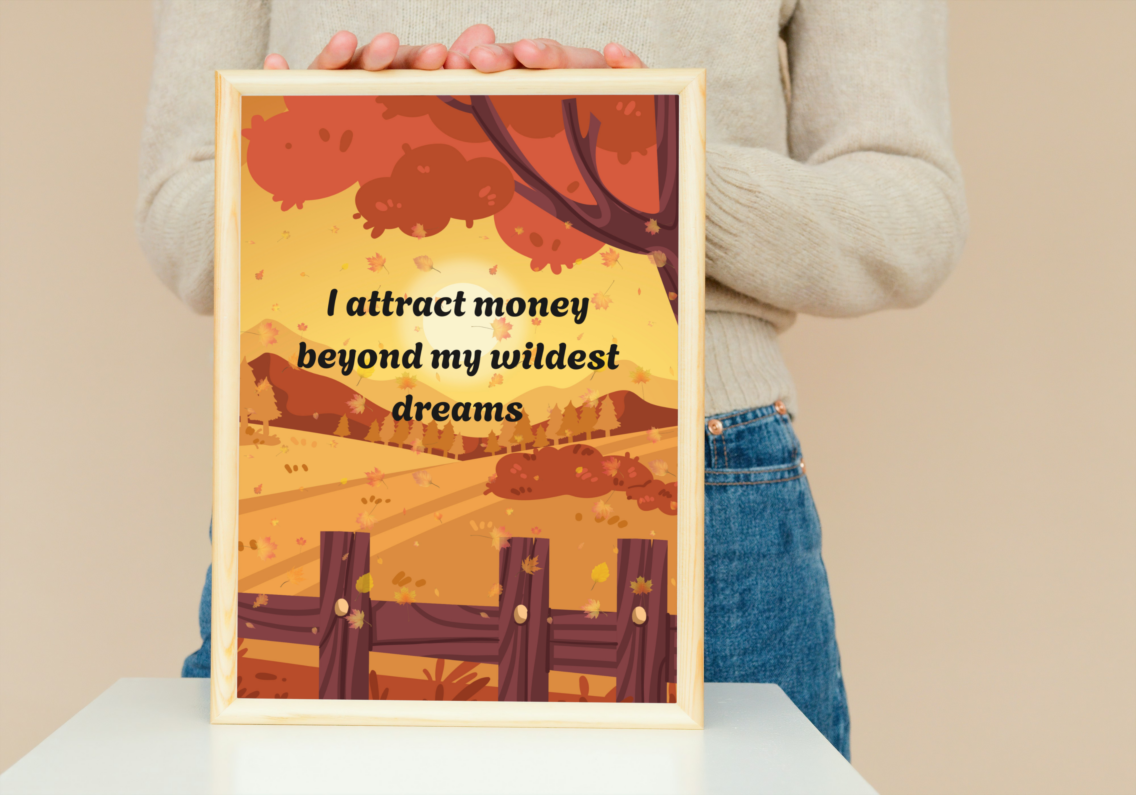 12 Affirmations for Attracting Money - 3 Sizes Bundle for Home Decor, Gift Cards & Print on Demand