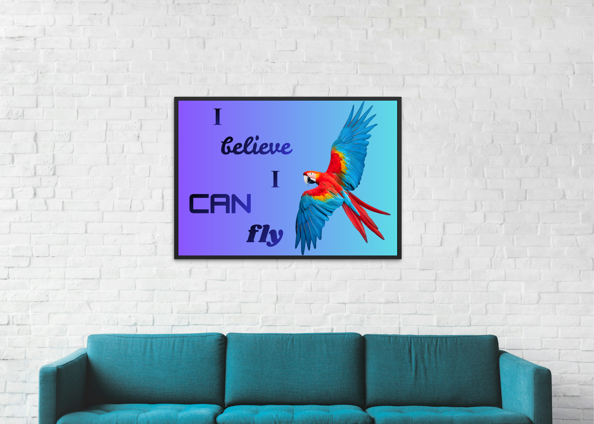 I Believe I Can Fly Parrot Portrait - Digital Wall Art for Kids Room, home Decor & Print on Demand