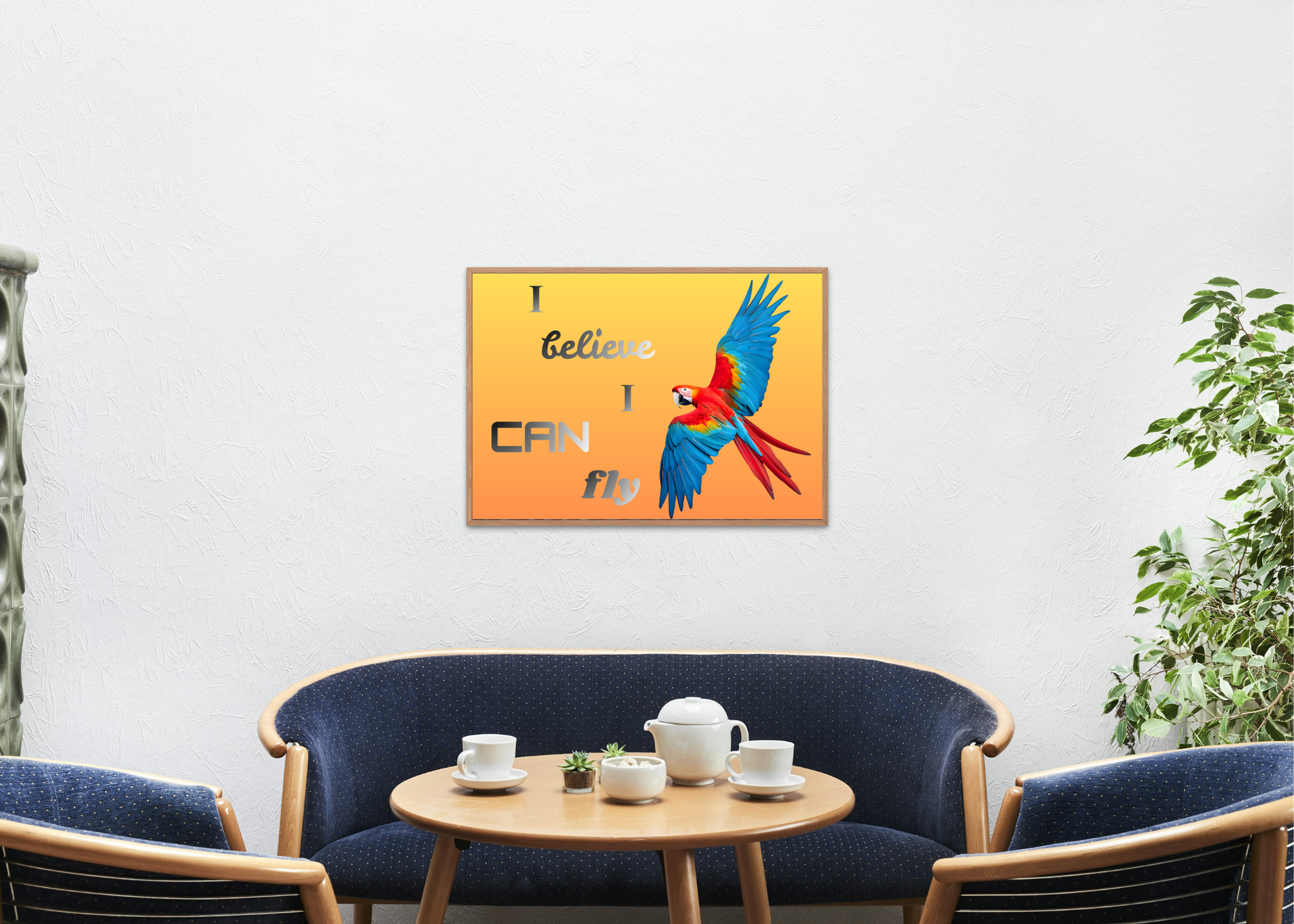 I Believe I Can Fly Parrot Portrait - Digital Wall Art for Kids Room, home Decor & Print on Demand