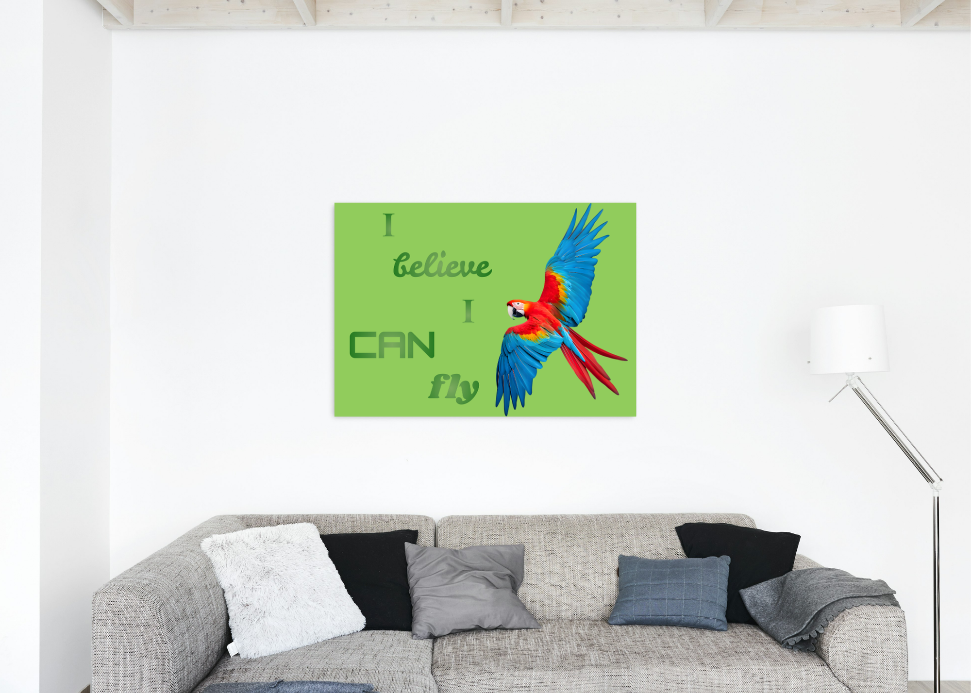 I Believe I Can Fly Parrot Portrait - Digital Wall Art for Kids Room, home Decor & Print on Demand