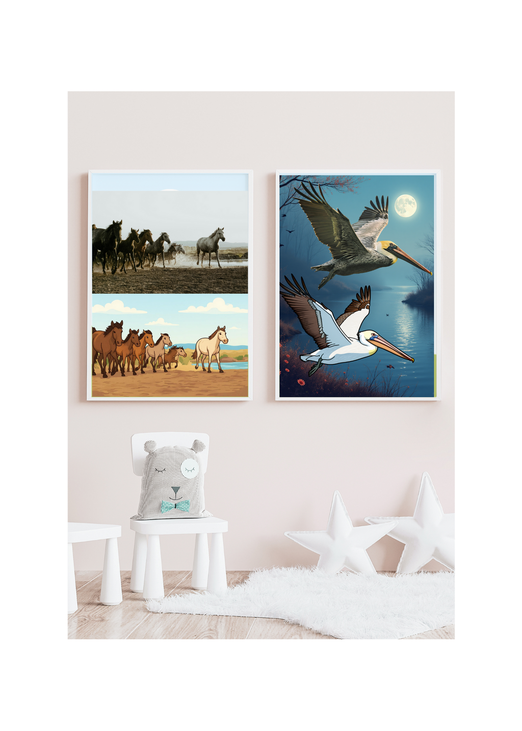 19 Animal Photos with Cartoonified Pictures Bundle - 5 Sizes for Kids Room, Home Decor & Print on Demand