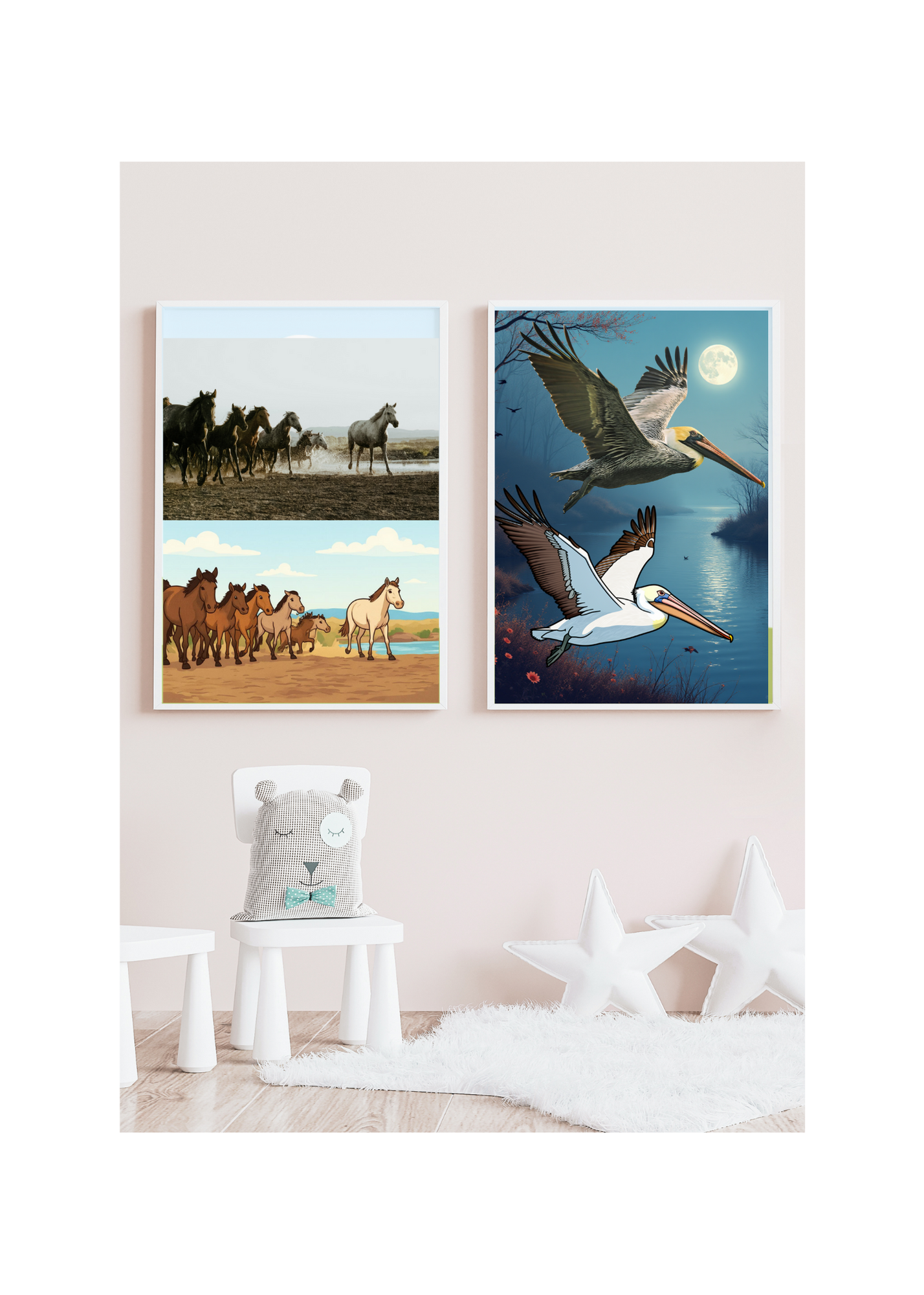 19 Animal Photos with Cartoonified Pictures Bundle - 5 Sizes for Kids Room, Home Decor & Print on Demand
