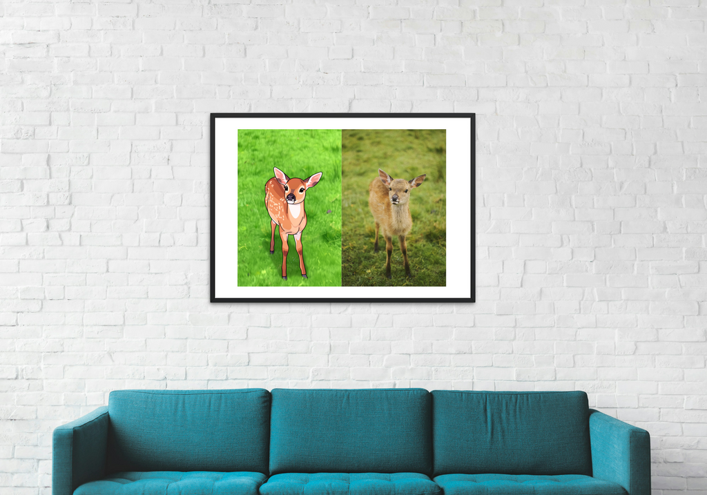 19 Animal Photos with Cartoonified Pictures Bundle - 5 Sizes for Kids Room, Home Decor & Print on Demand
