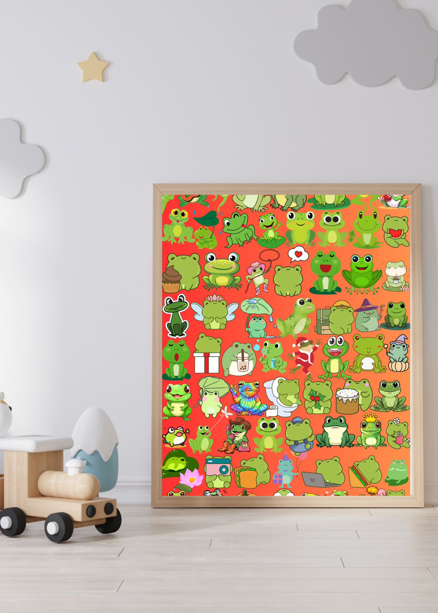 3 Cute Animal Cartoons Bundle - Capybara, Frog & Siberian Dog for Kids' Room & Print on Demand