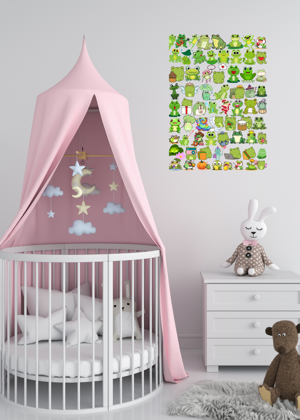 3 Cute Animal Cartoons Bundle - Capybara, Frog & Siberian Dog for Kids' Room & Print on Demand