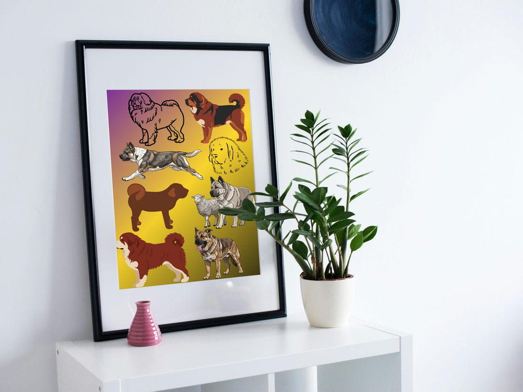 3 Cute Animal Cartoons Bundle - Capybara, Frog & Siberian Dog for Kids' Room & Print on Demand