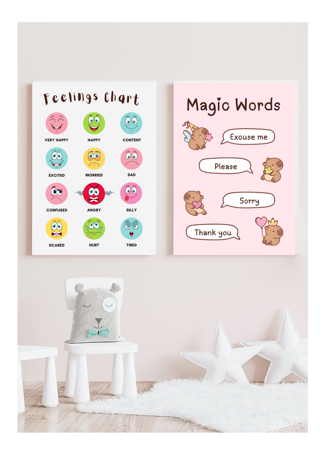 Capybara Affirmation Wall Art - 7 Printable Posters for Kids Room, Nursery & Print on Demand