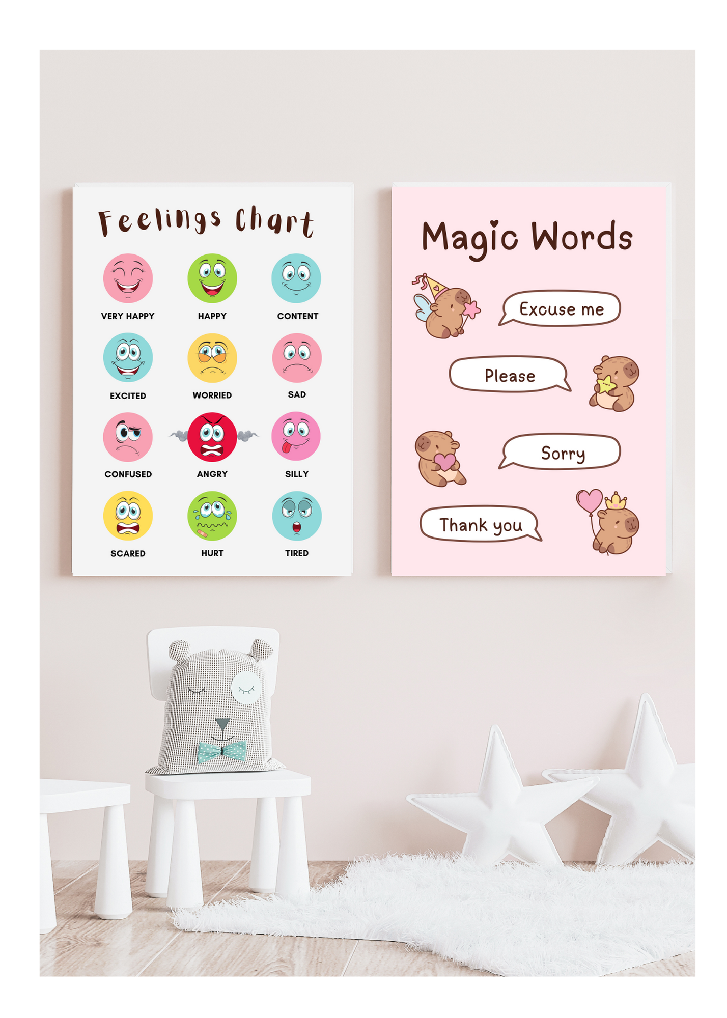 Capybara Affirmation Wall Art - 7 Printable Posters for Kids Room, Nursery & Print on Demand