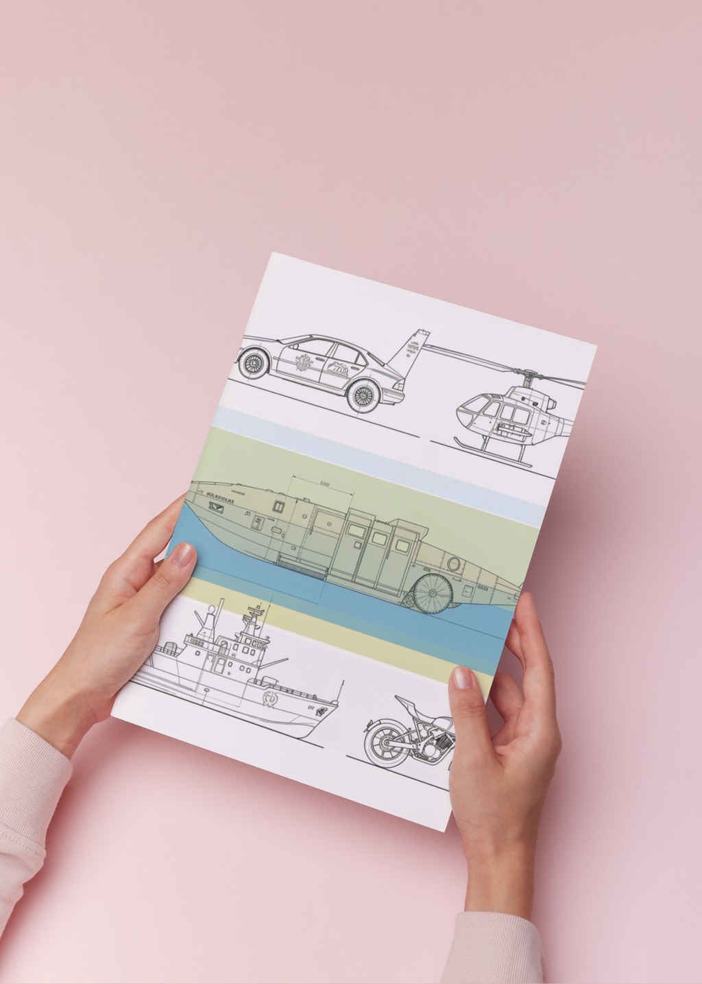 Car Blueprint Wall Art - 36x36 inch - Garage & Office Decor - Print on Demand - Instant Download
