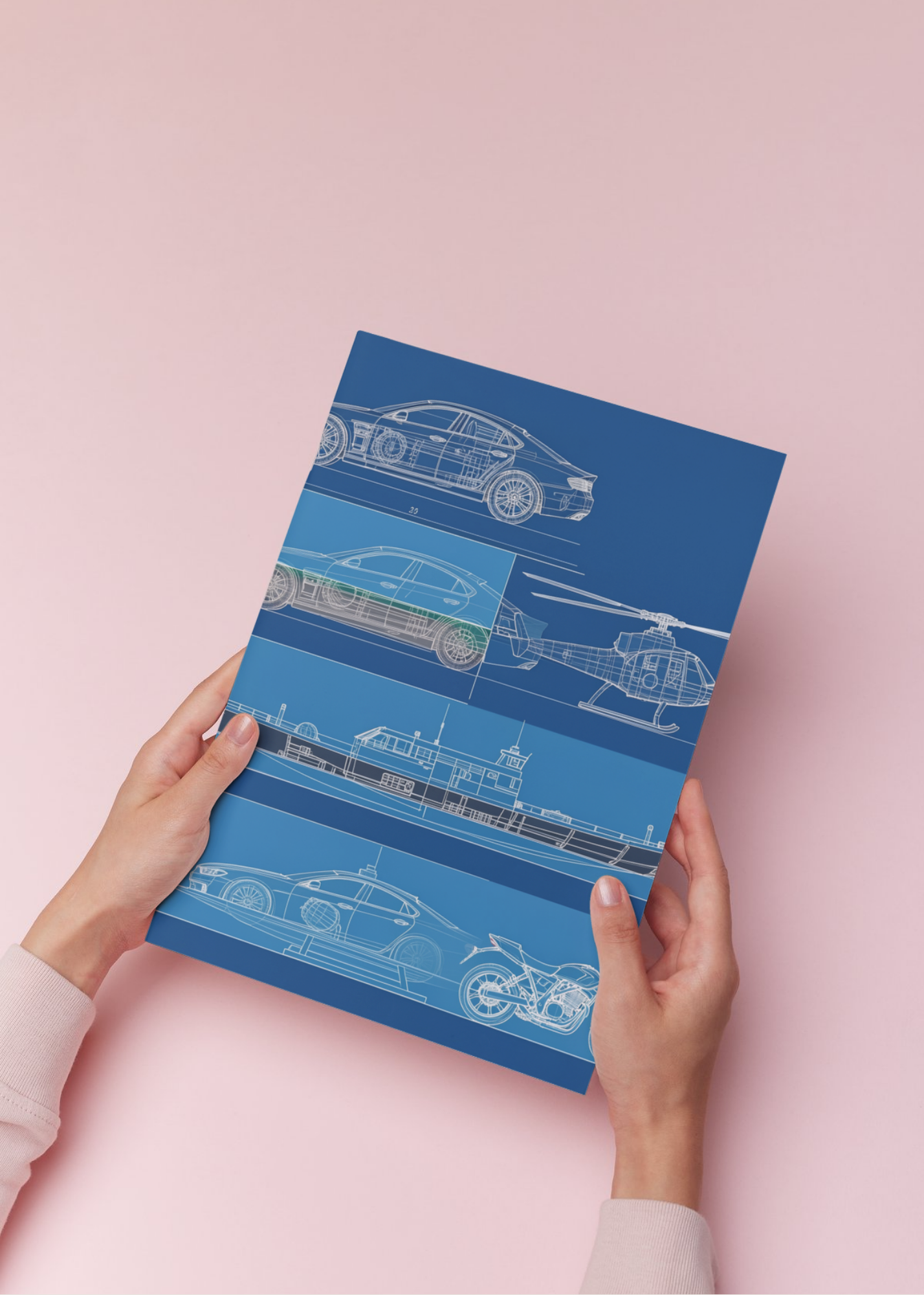 Car Blueprint Wall Art - 36x36 inch - Garage & Office Decor - Print on Demand - Instant Download