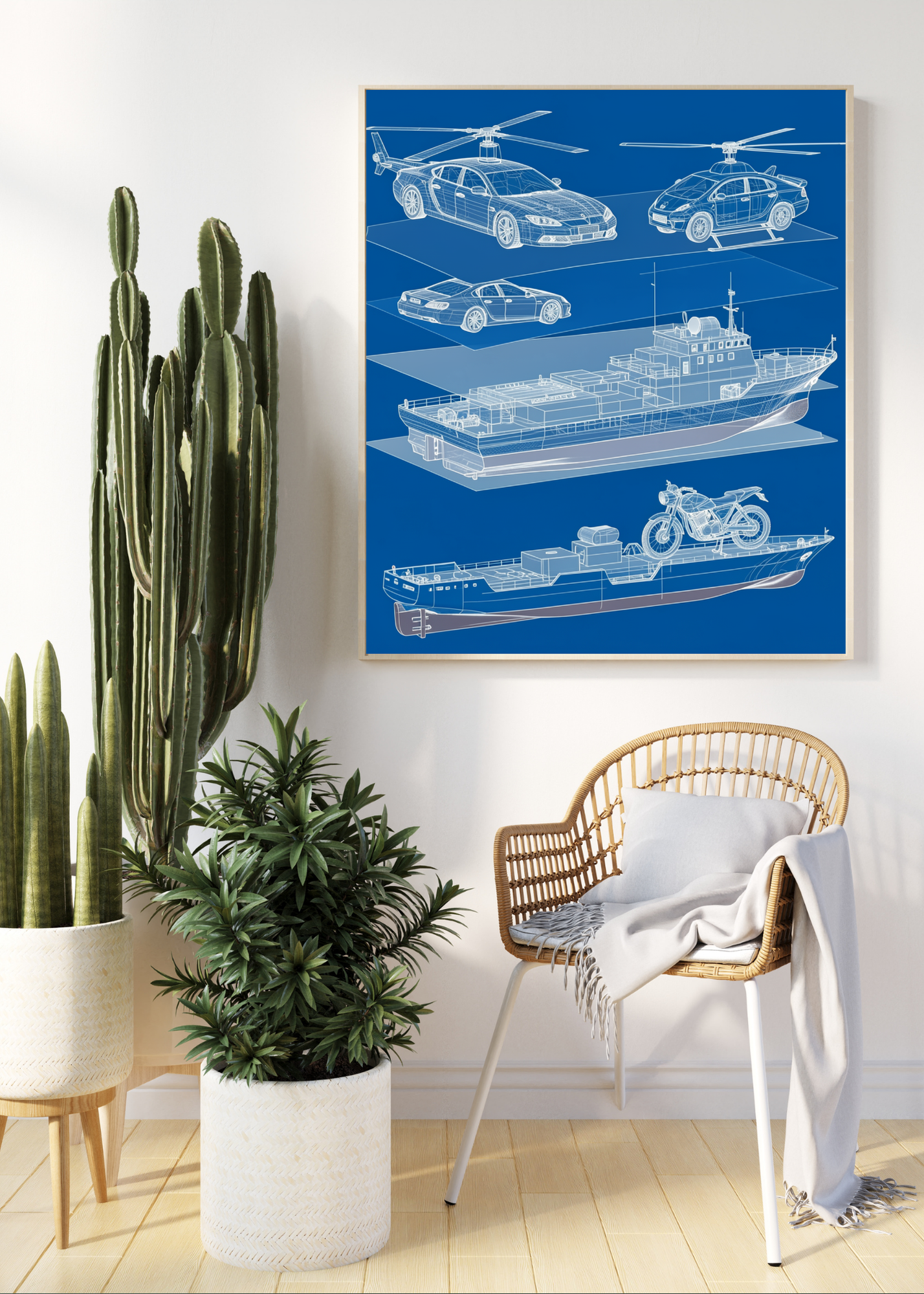 Car Blueprint Wall Art - 36x36 inch - Garage & Office Decor - Print on Demand - Instant Download