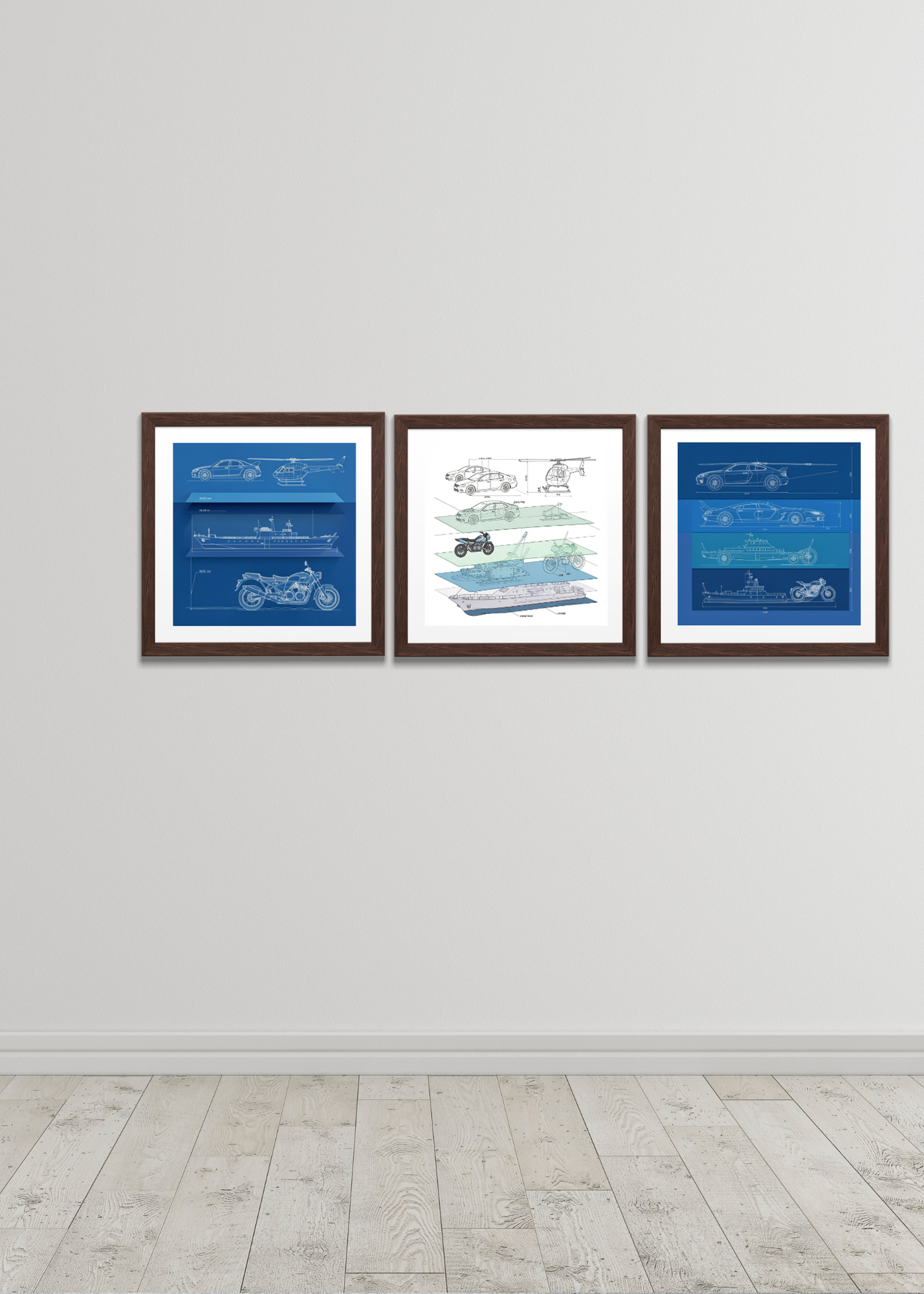 Car Blueprint Wall Art - 36x36 inch - Garage & Office Decor - Print on Demand - Instant Download