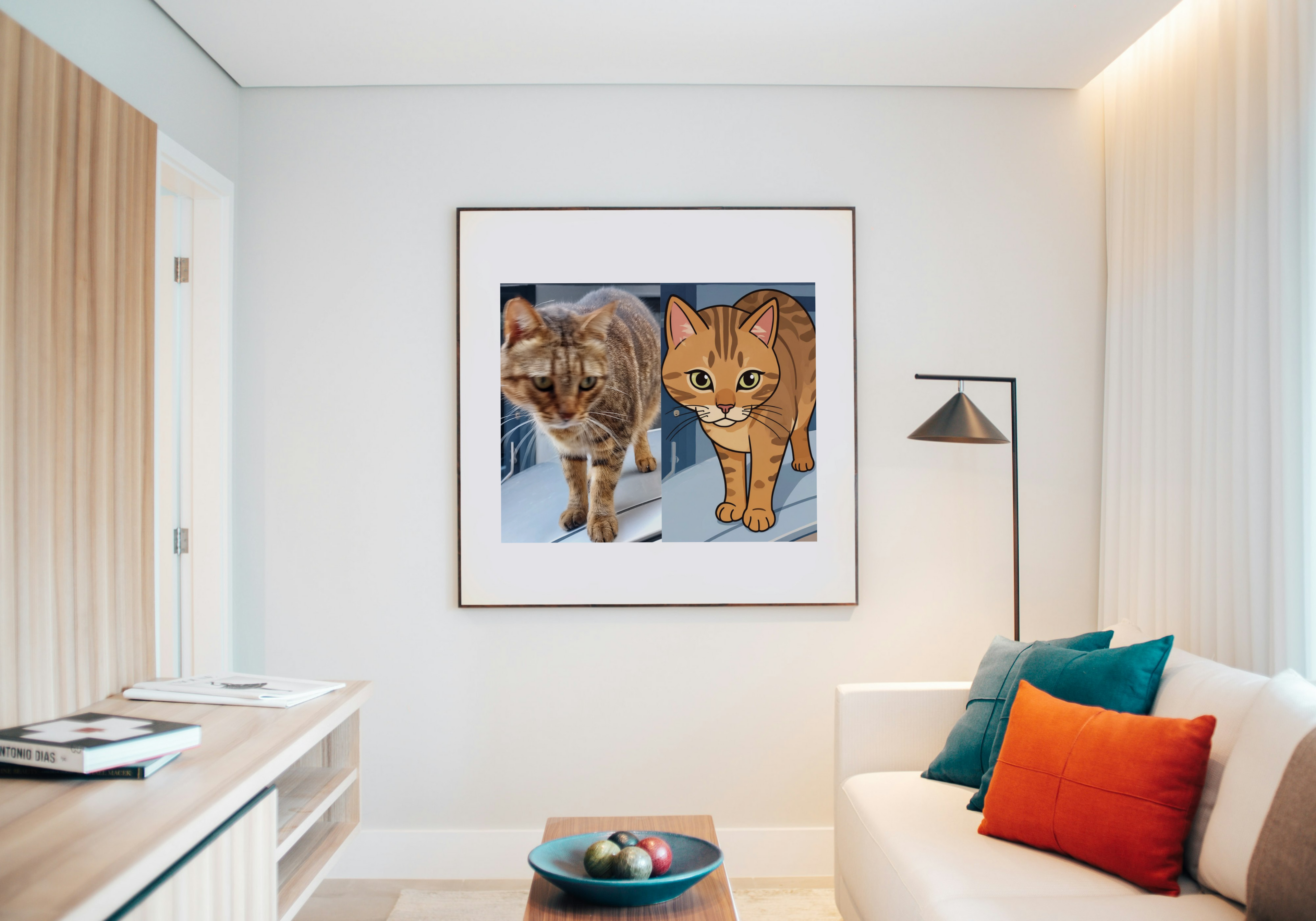 Cat Portrait Original & Cartoon Bundle - Digital Wall Art