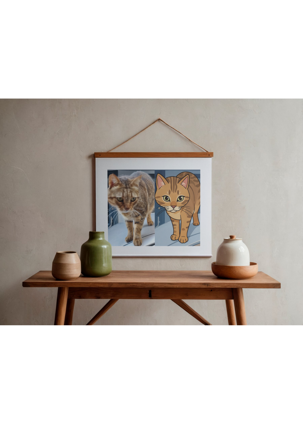 Cat Portrait Original & Cartoon Bundle - Digital Wall Art