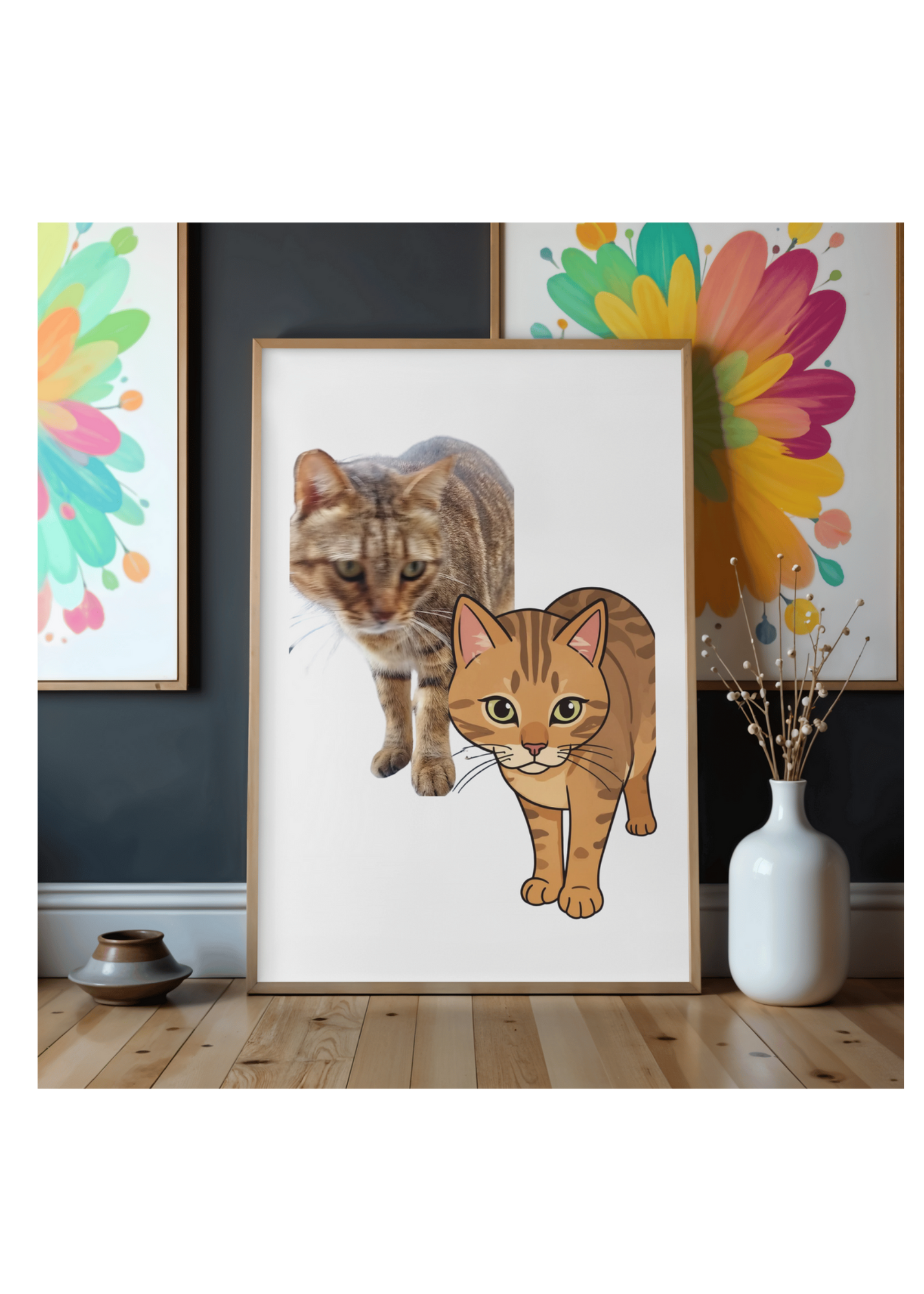 Cat Portrait Original & Cartoon Bundle - Digital Wall Art