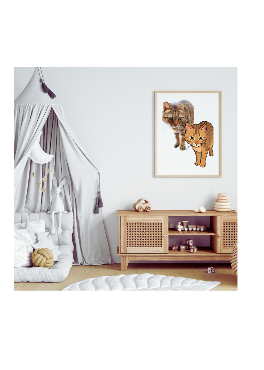 Cat Portrait Original & Cartoon Bundle - Digital Wall Art
