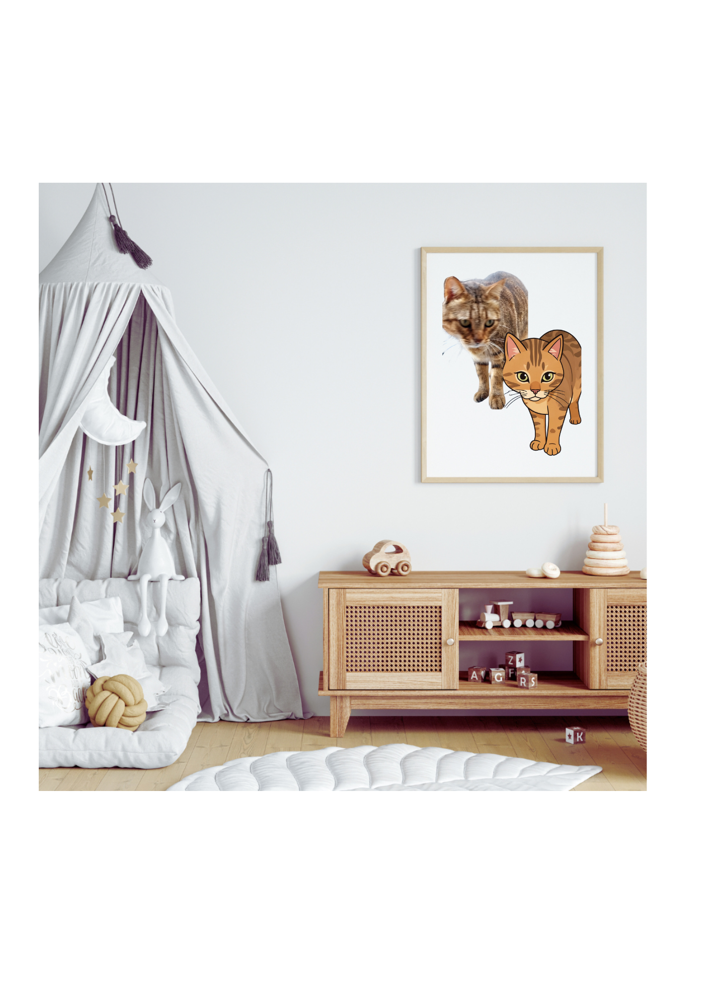 Cat Portrait Original & Cartoon Bundle - Digital Wall Art