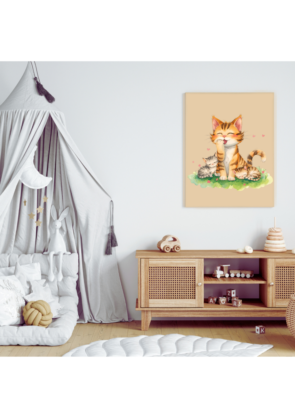 Cute Cartoon Cat for Kid's and Nursery, and Print on Demand