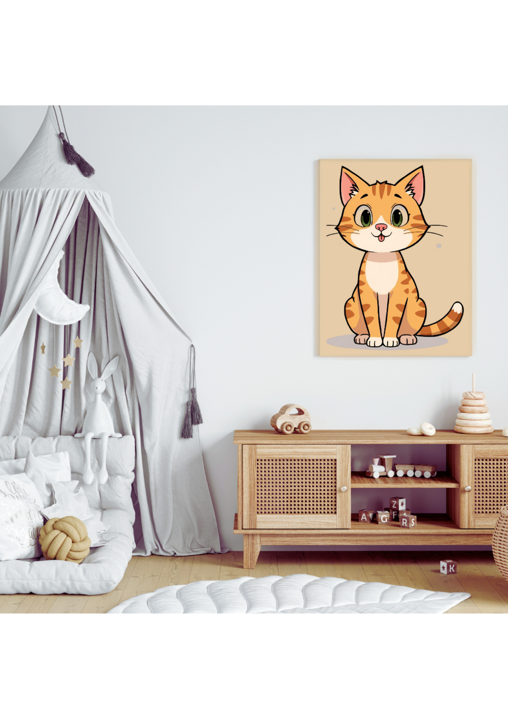 Cute Cartoon Cat for Kid's and Nursery, and Print on Demand