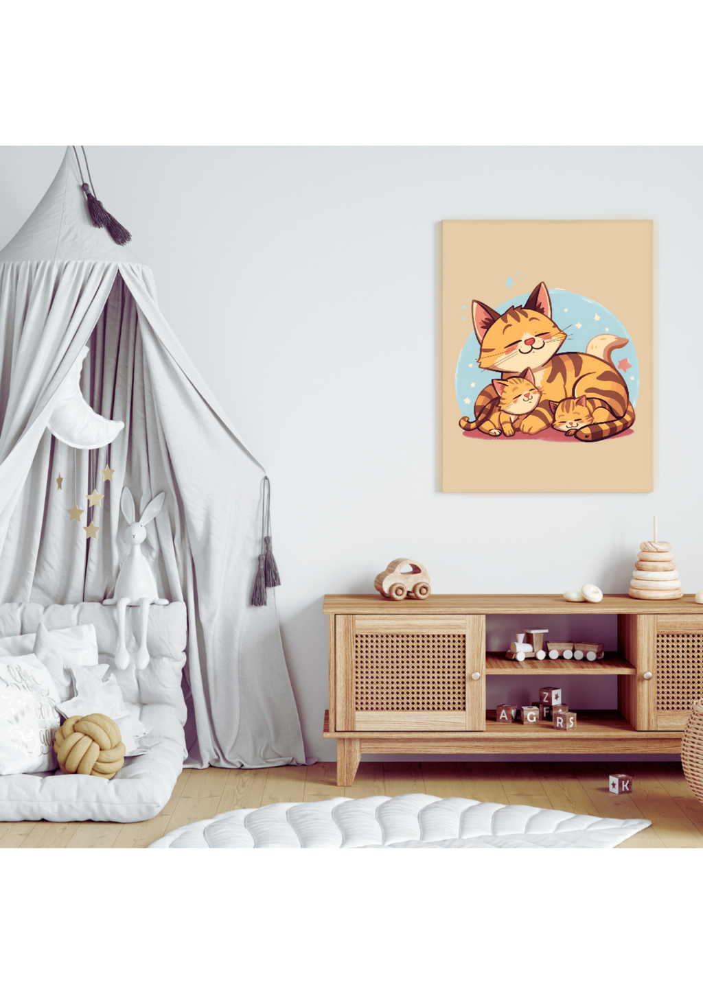 Cute Cartoon Cat for Kid's and Nursery, and Print on Demand