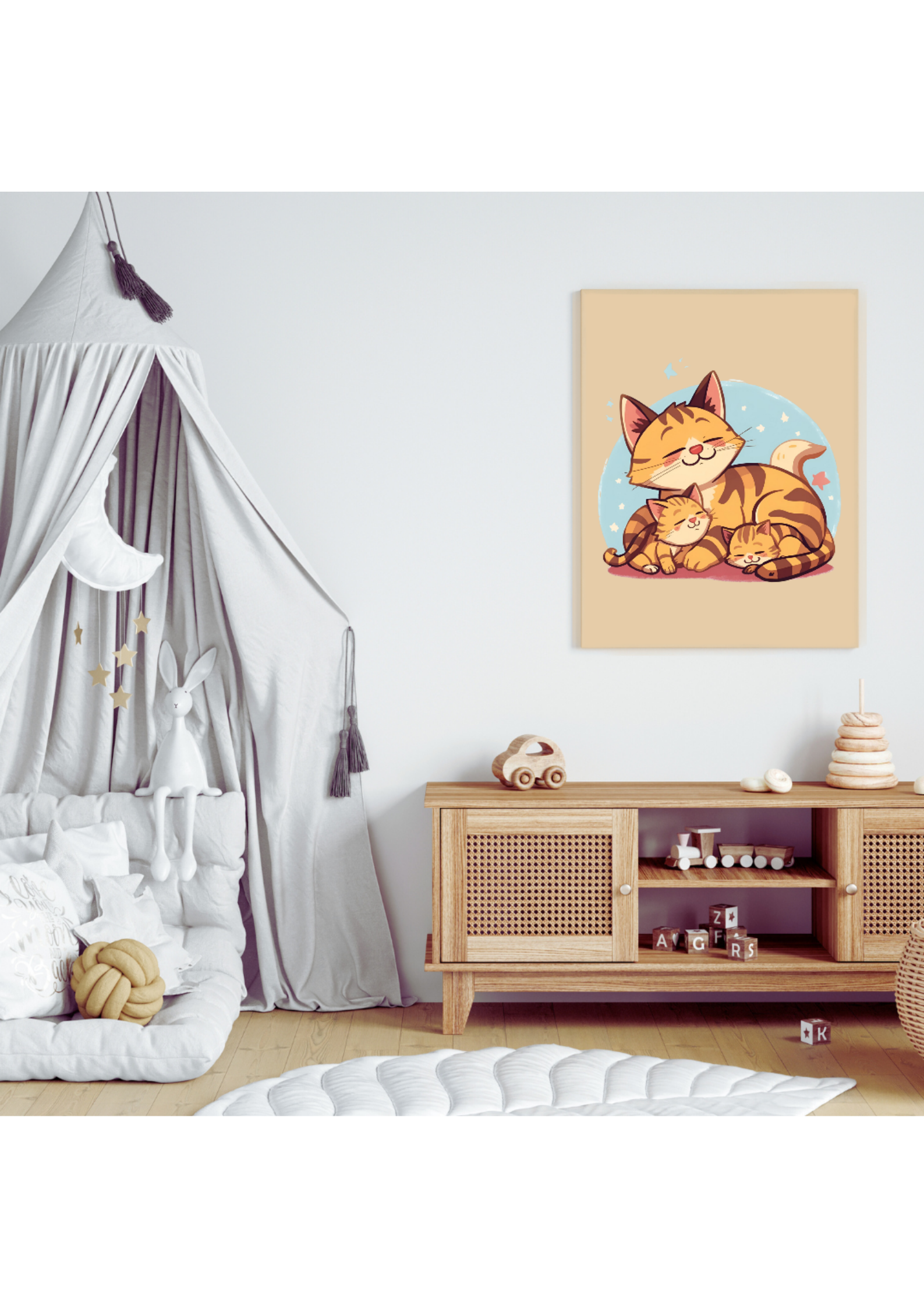 Cute Cartoon Cat for Kid's and Nursery, and Print on Demand