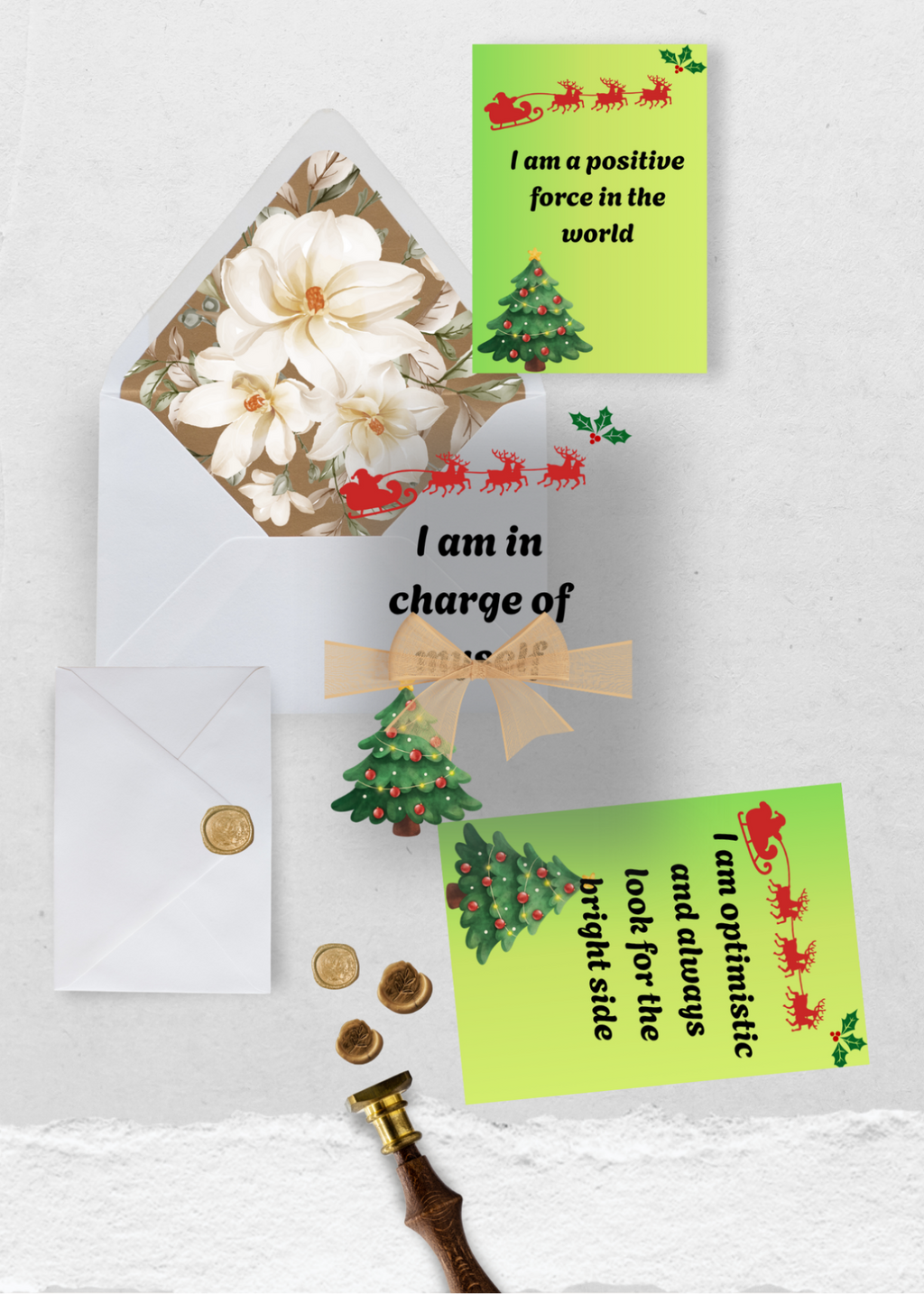 14 Christmas Affirmation Cards - With & Without Background - Printable & Print-on-Demand