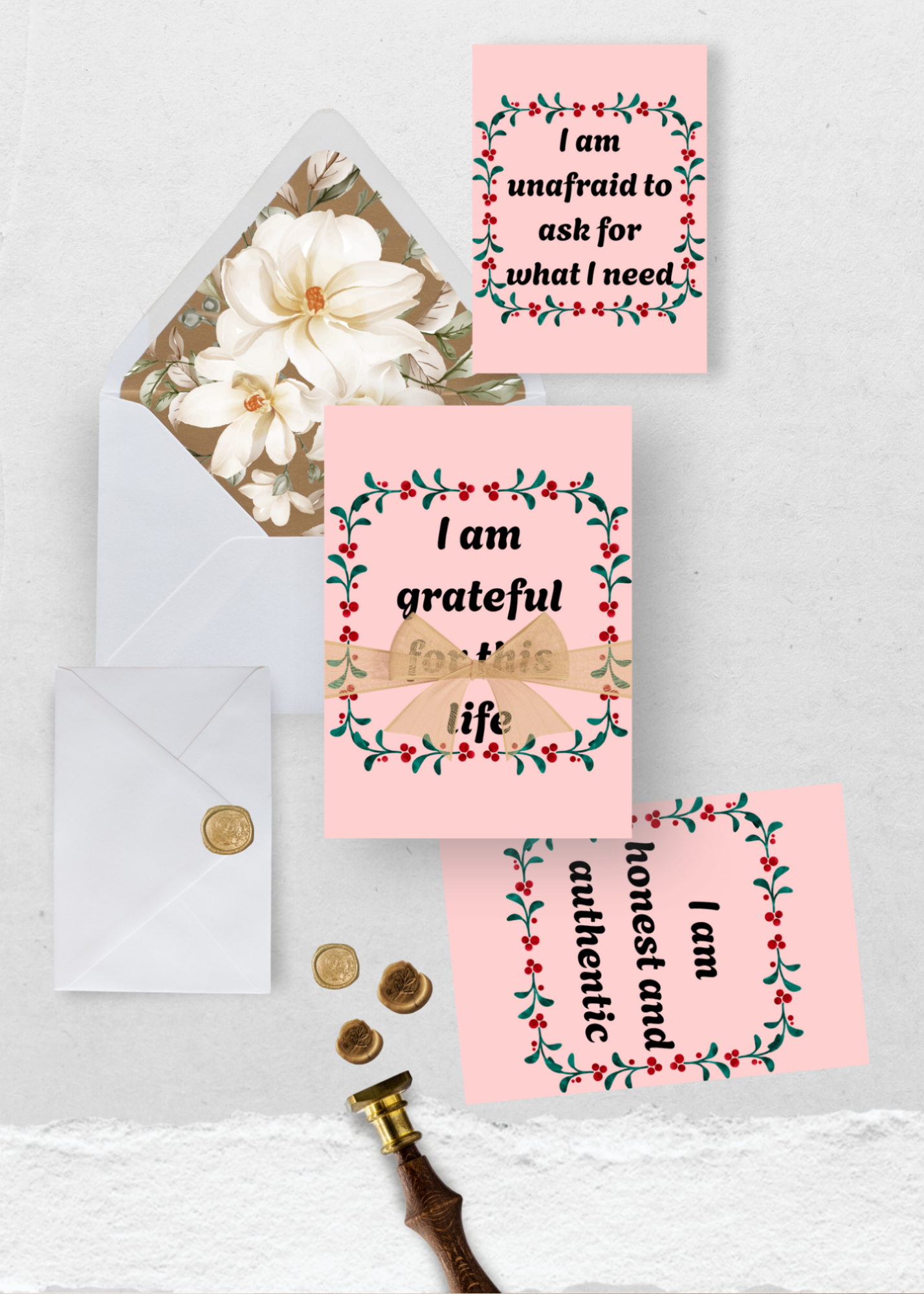 13 Christmas Positive Affirmation Cards - Digital Download for Holiday Gifts & Print on Demand