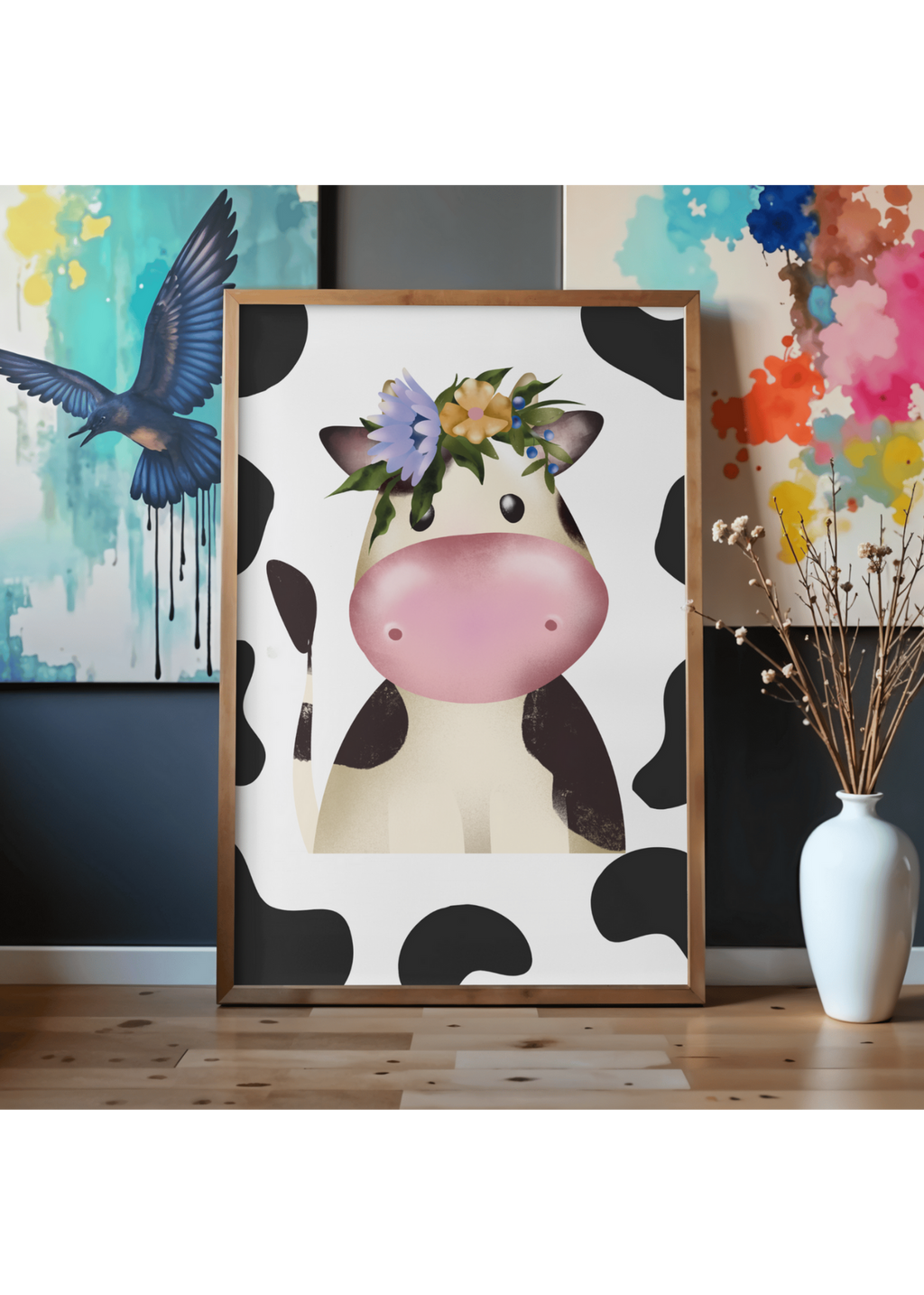 11 Cute Cow Pictures Bundle - With & Without Background - 5 Sizes for Kid's Room, Nursery & Print on Demand