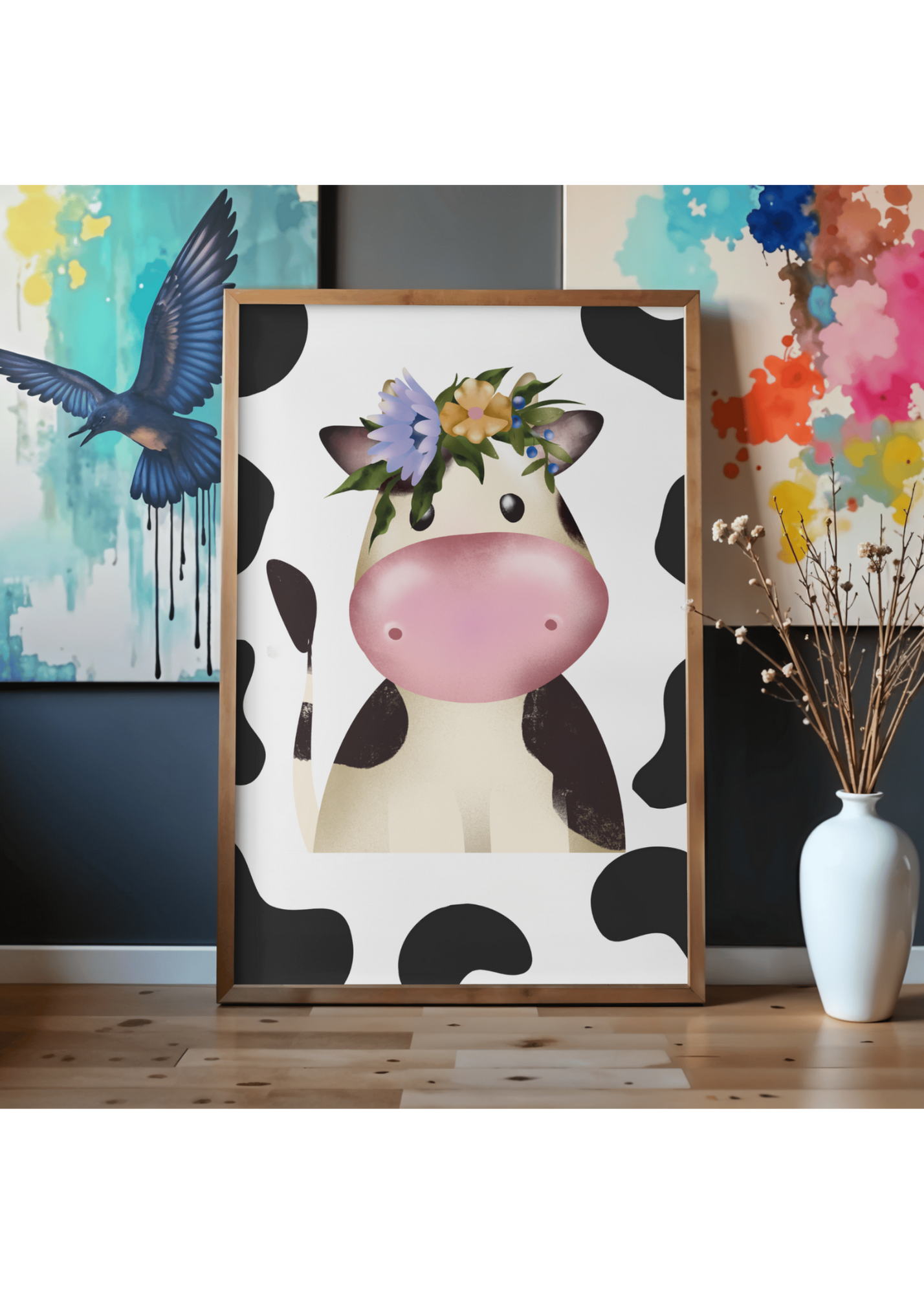 11 Cute Cow Pictures Bundle - With & Without Background - 5 Sizes for Kid's Room, Nursery & Print on Demand